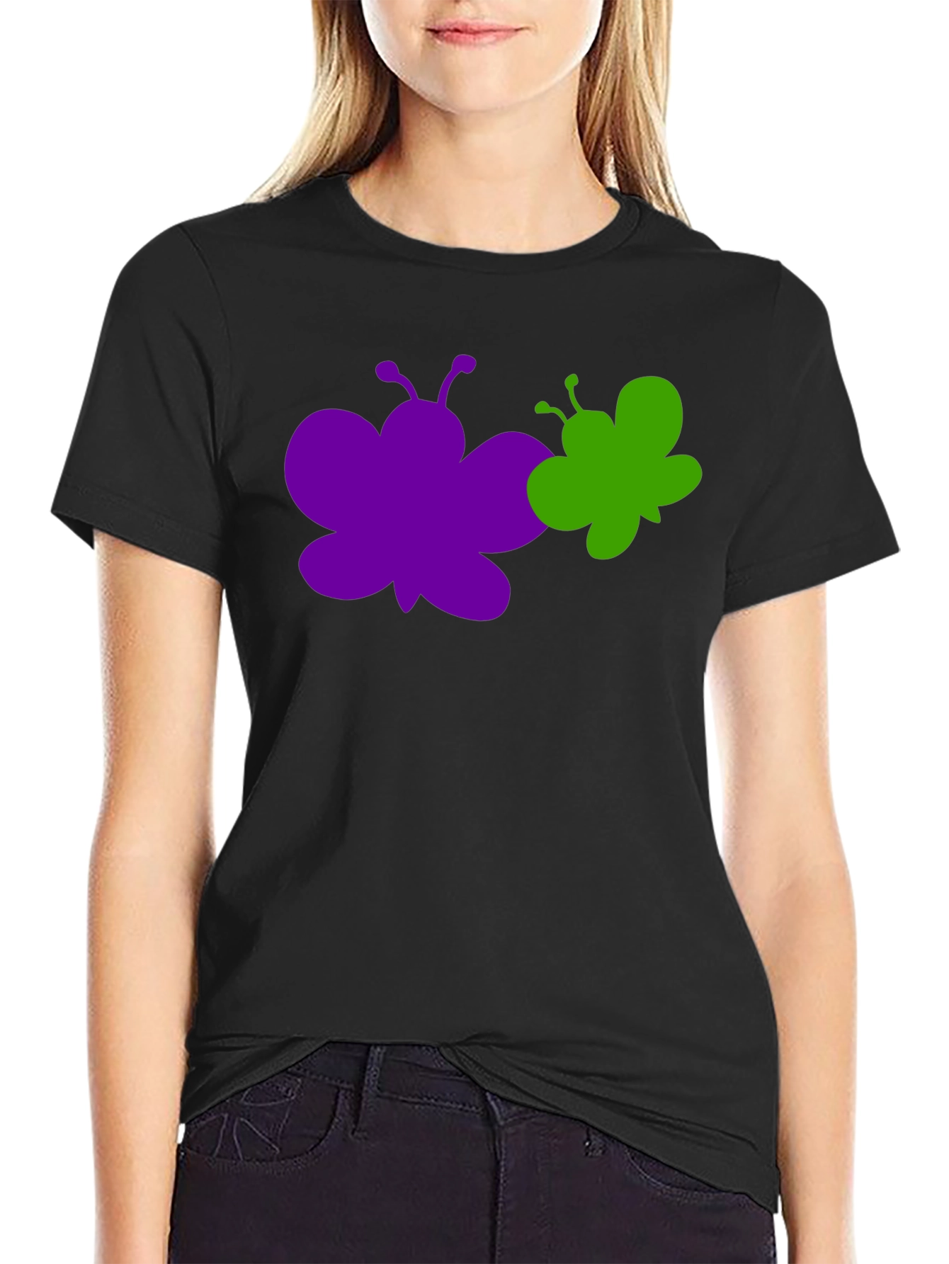 Black Butterfly Graphic Tee - Stylish Cotton T-Shirt view 2