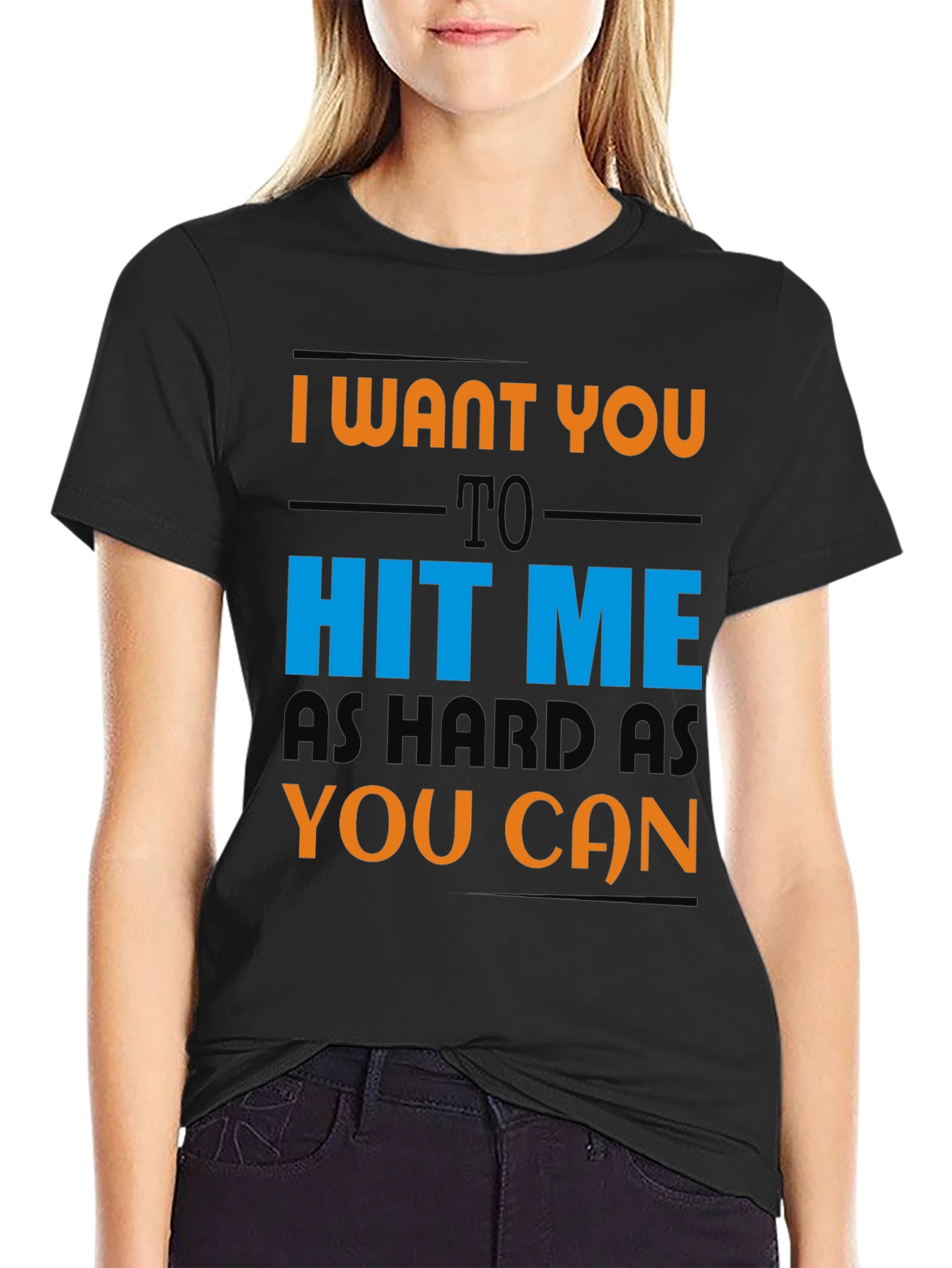 Black Hit Me Hard T-Shirt - Edgy Statement Tee view 2