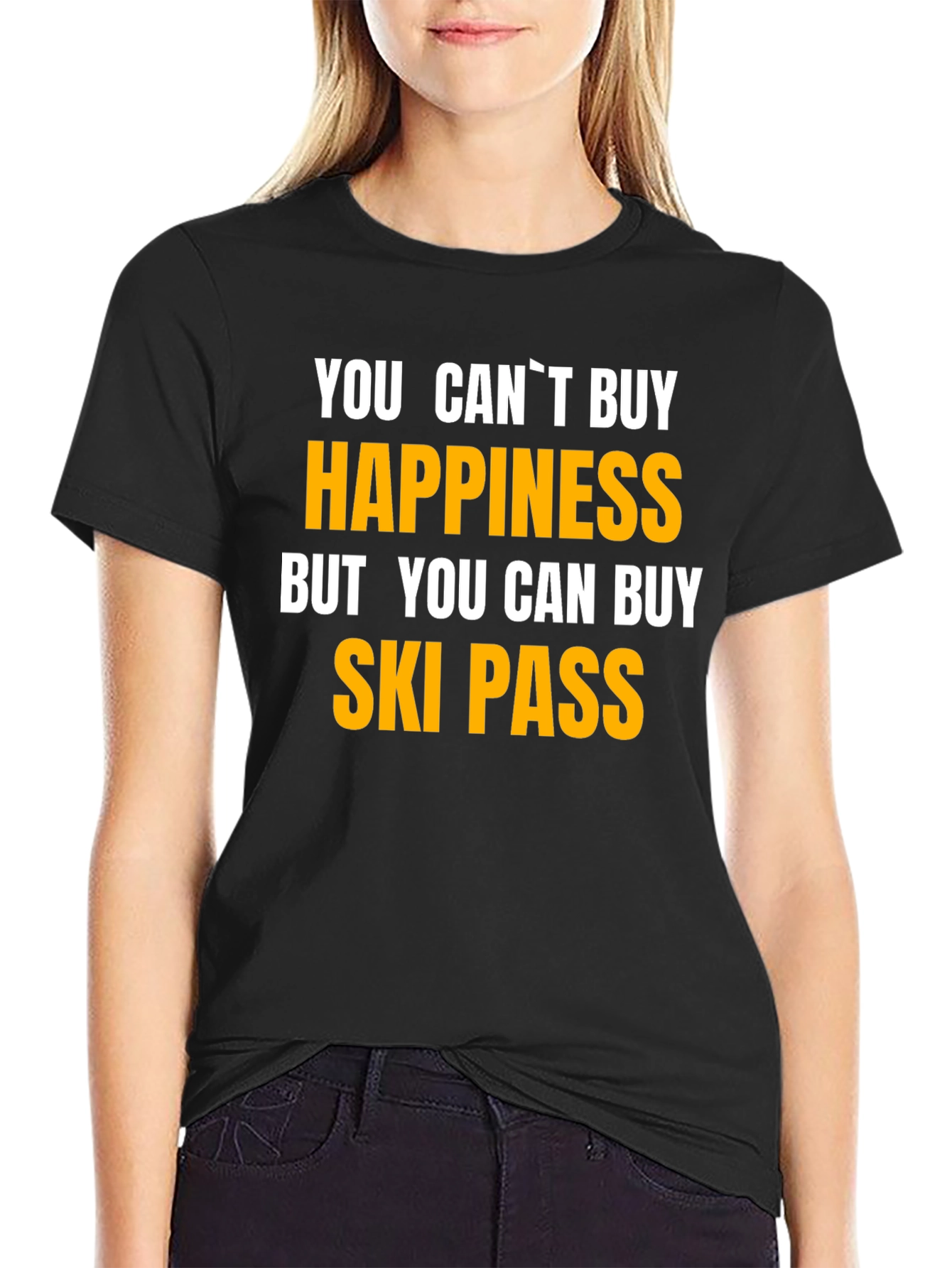 Black Happiness Ski Pass Graphic Tee view 2