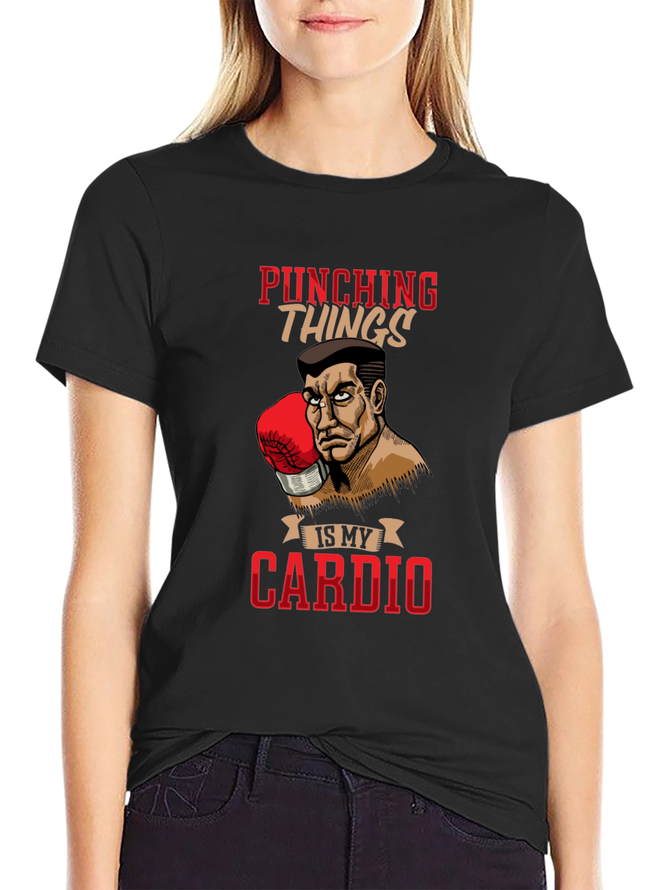 Black Punching Things Is My Cardio T-Shirt view 2