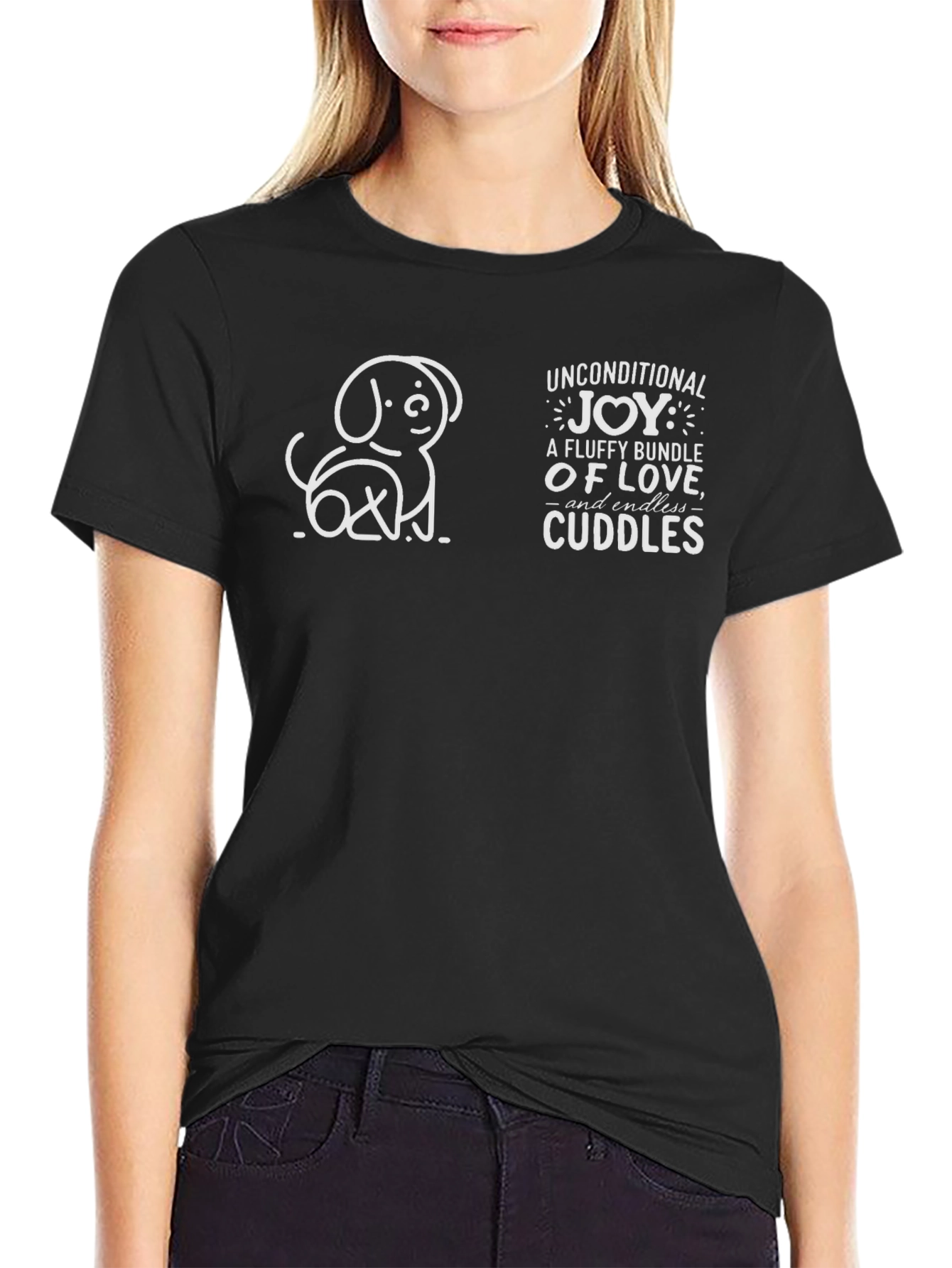 Black Unconditional Joy Dog Lover T-Shirt view 2