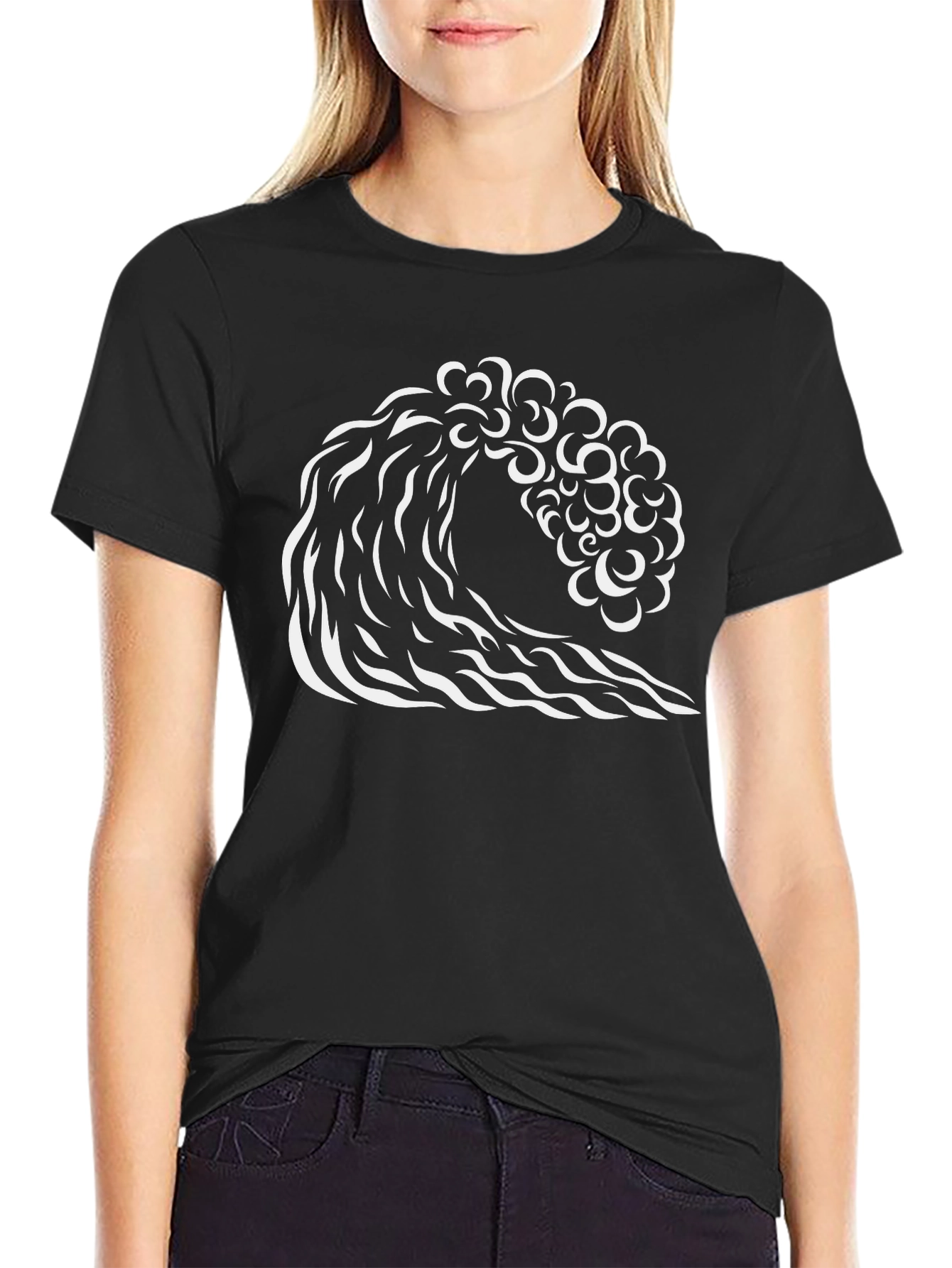 Black Black Wave Graphic Tee view 2