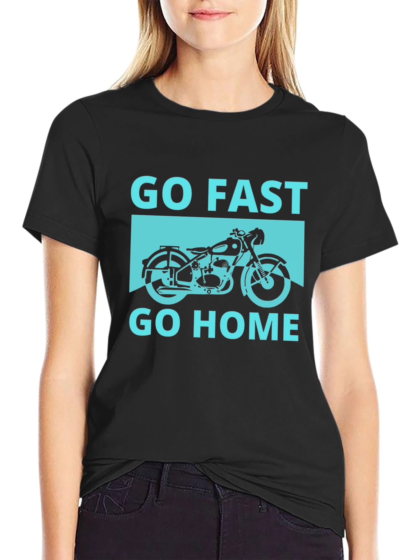 Black Go Fast Go Home Tee - Motorcycle Graphic T-Shirt view 2