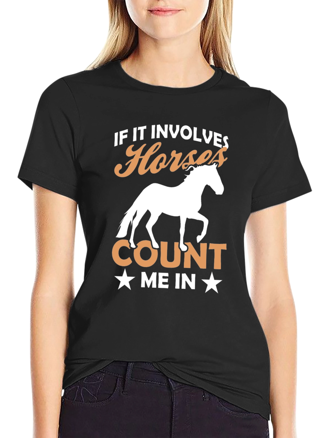 Black Horse Lover T-Shirt - If It Involves Horses view 2