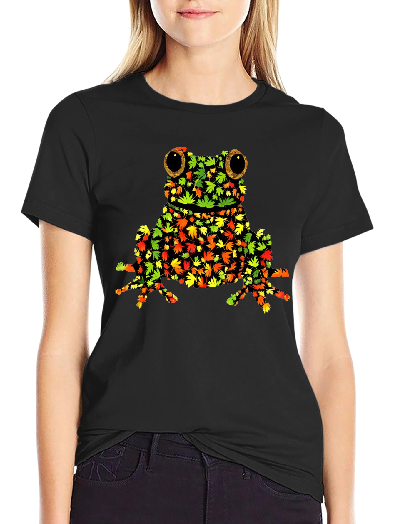 Black Frog Leaf Graphic T-Shirt - Nature Inspired Tee view 2