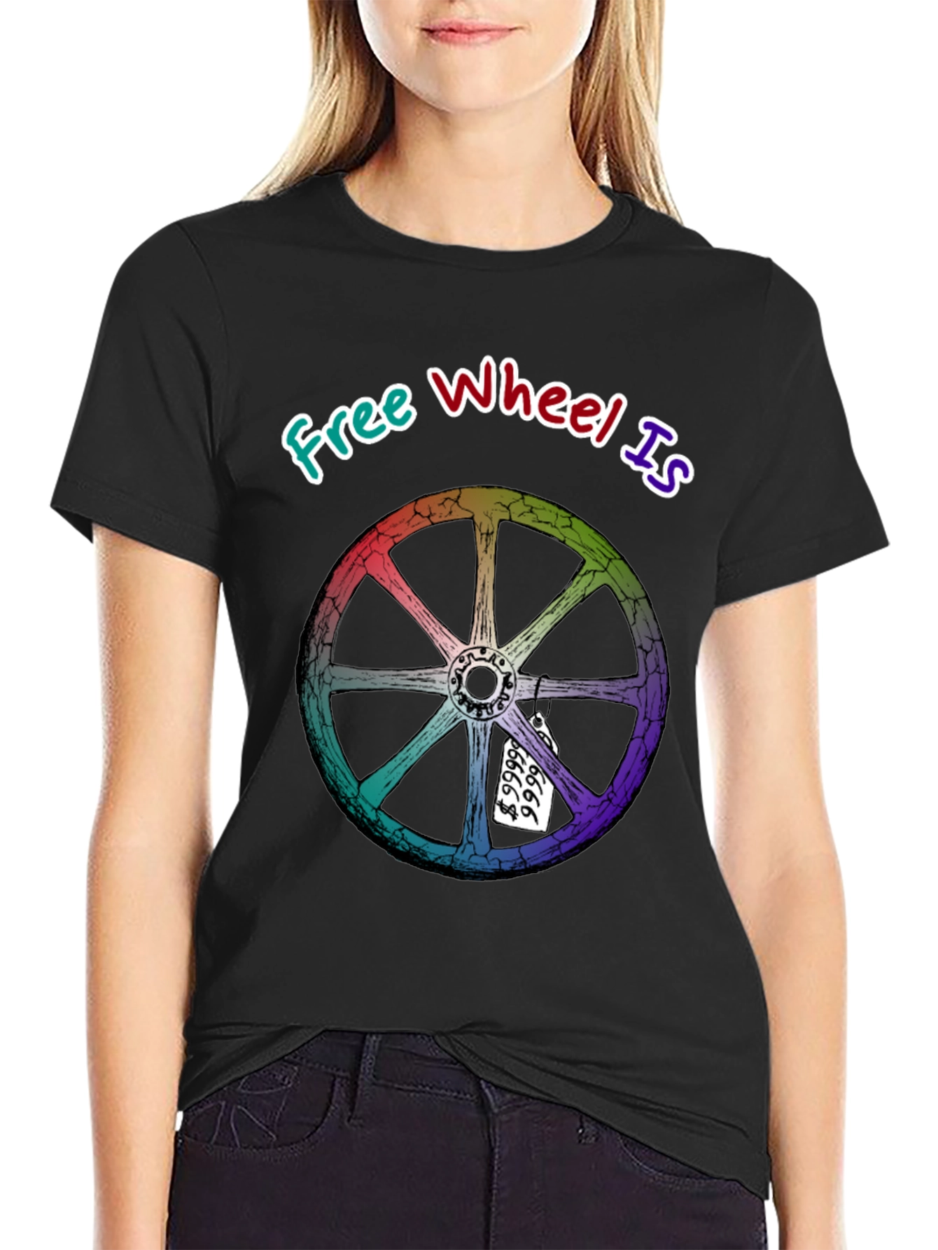 Black Free Wheel Is Priceless Graphic T-Shirt view 2