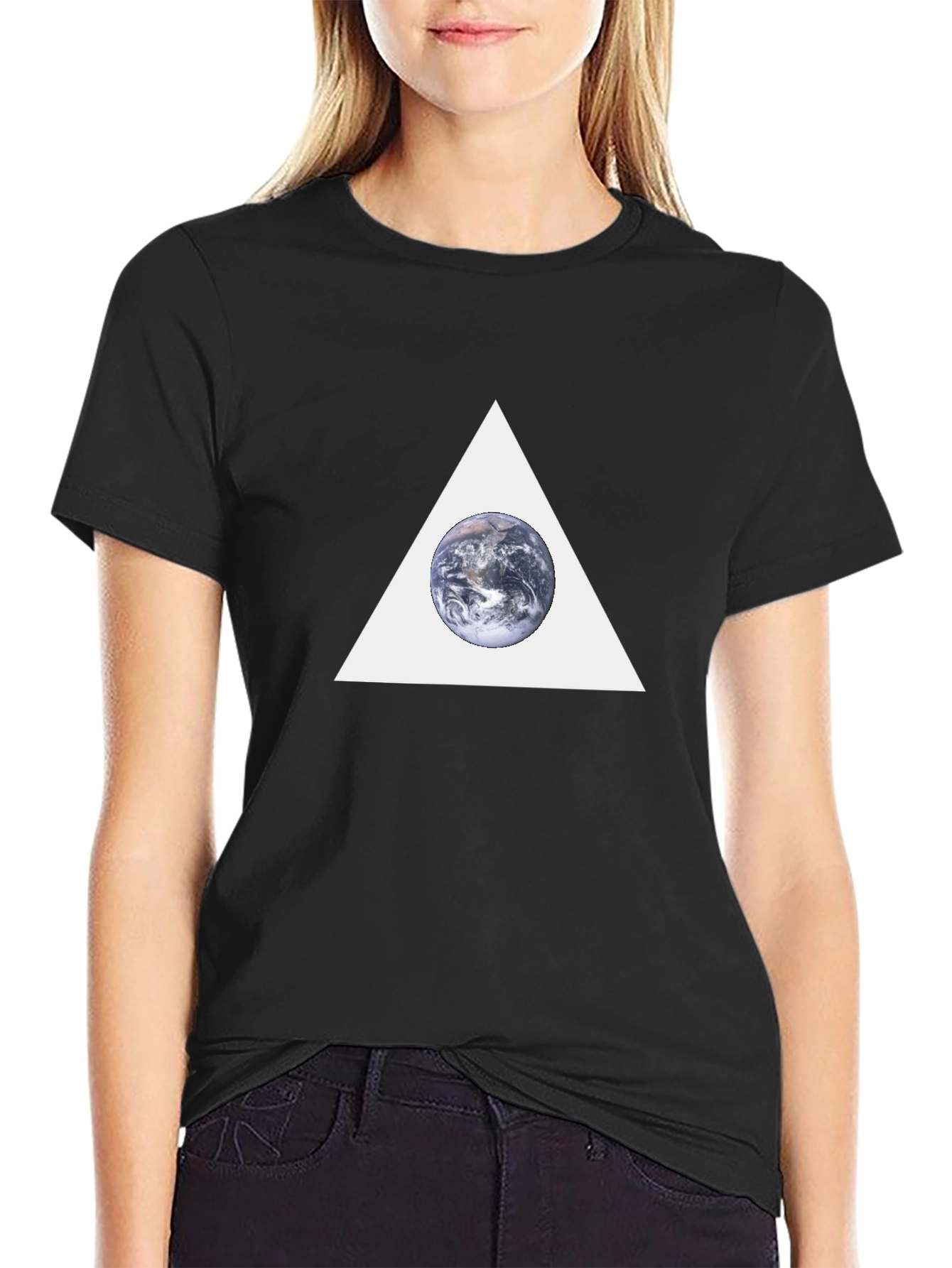 Black Earth in Triangle Graphic T-Shirt - Black view 2