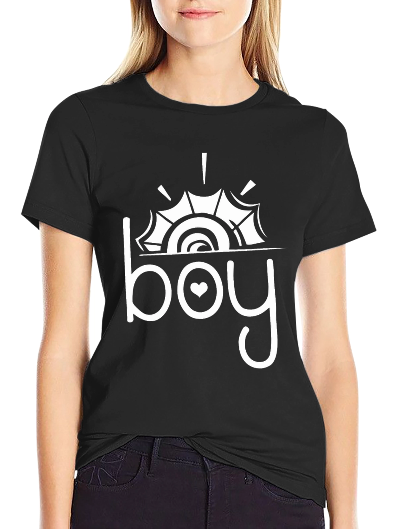 Black Stylish Black Boy T-Shirt with Heart Design view 2