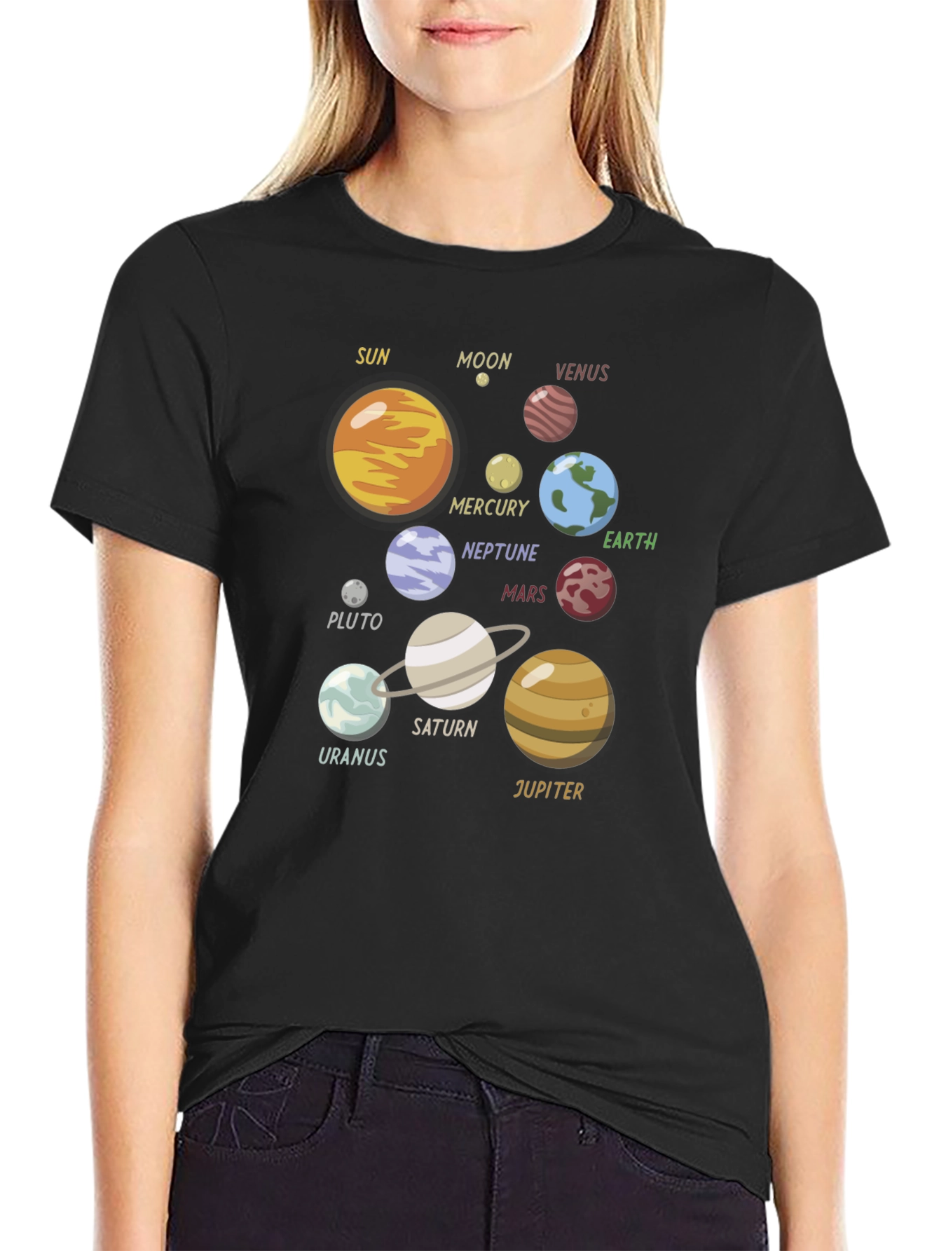 Black Planets Graphic T-Shirt - Space Geek Style view 2