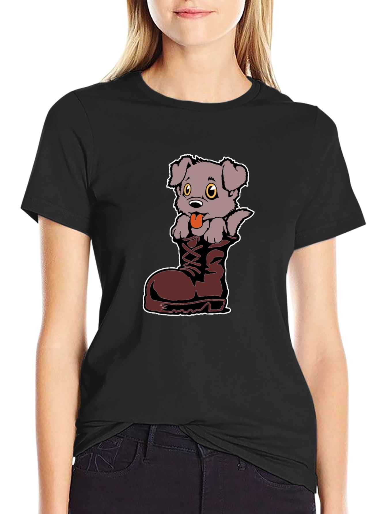 Cute Puppy in Boot Graphic T-Shirt - Unisex - 2
