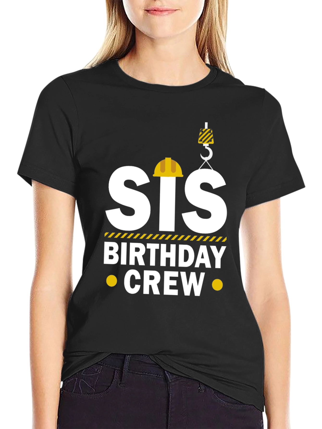 Black Sis Birthday Crew T-Shirt - Construction Theme view 2