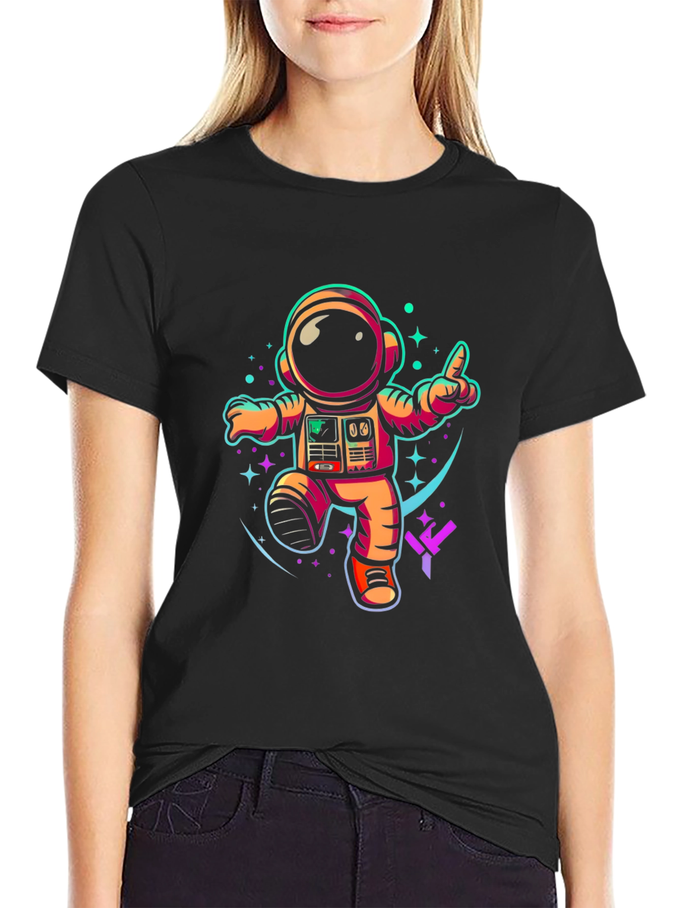 Black Astronaut Graphic T-Shirt - Cool Space Design view 2