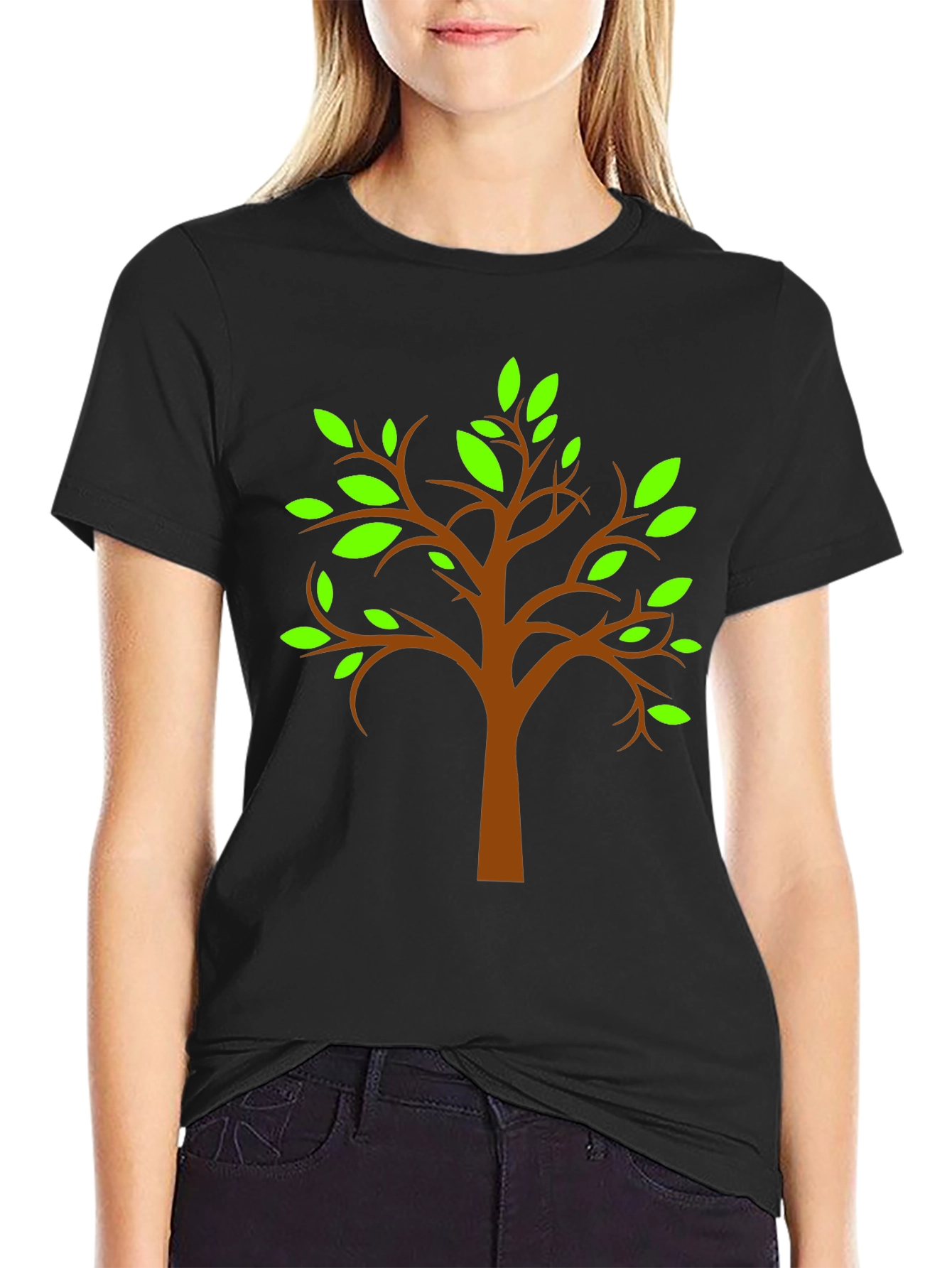 Black Nature Tree Graphic Tee - Stylish Black T-Shirt view 2