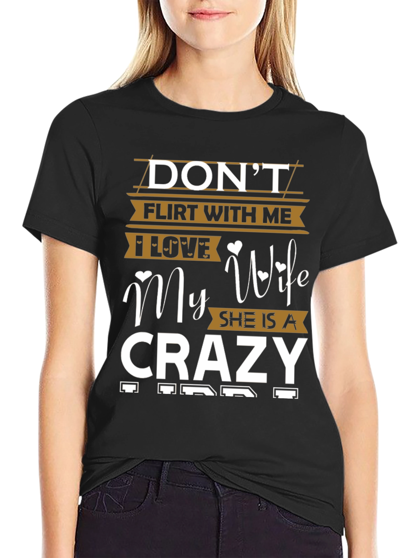 Black Don't Flirt With Me Crazy Wife Graphic Tee view 2