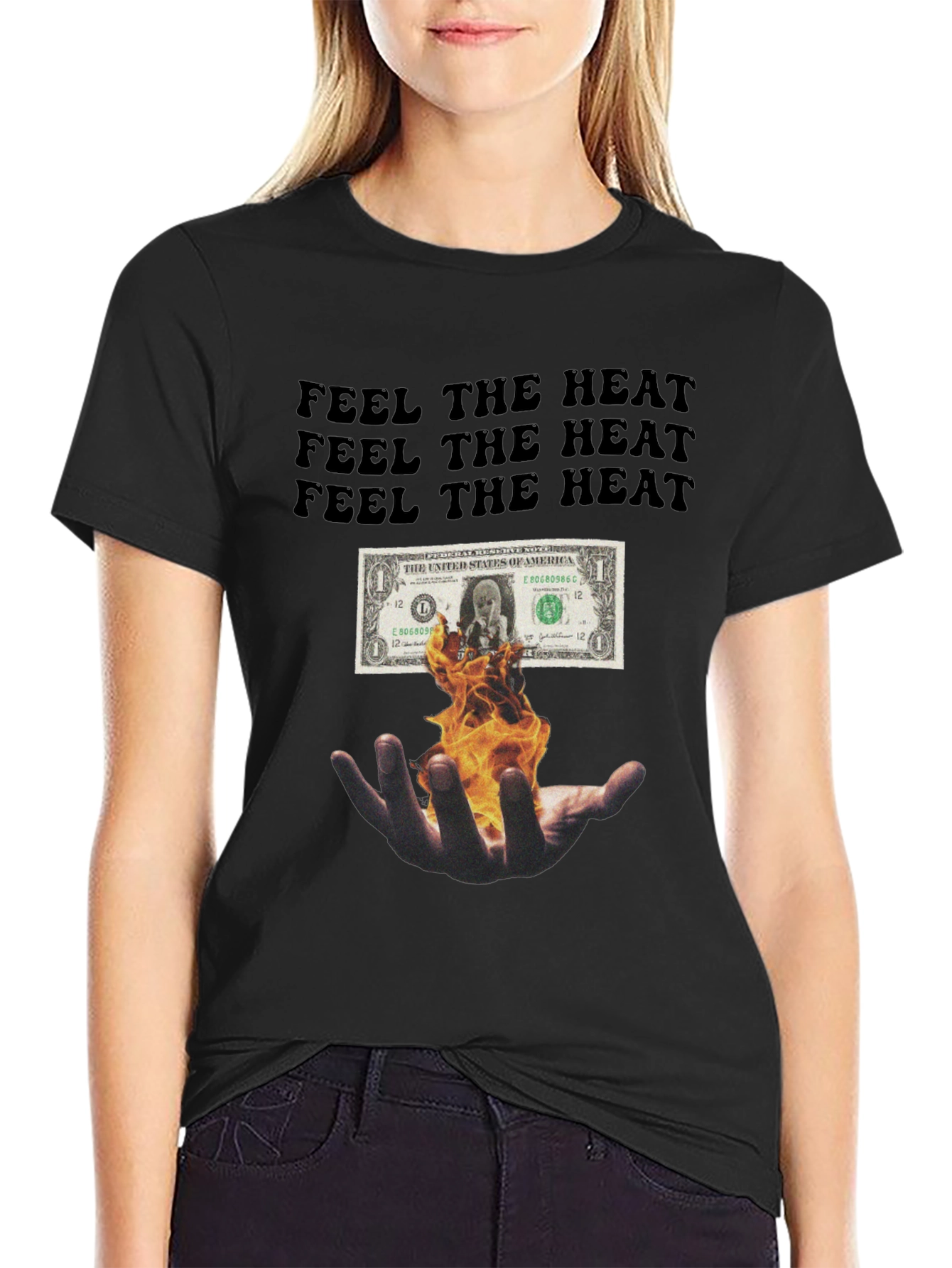 Black Feel the Heat Graphic Tee - Black view 2