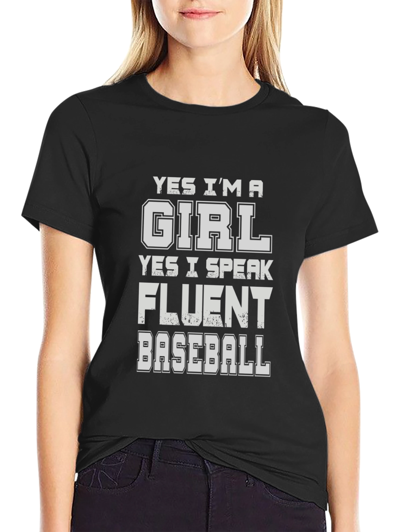 Black Fluent Baseball Girl Black T-Shirt view 2