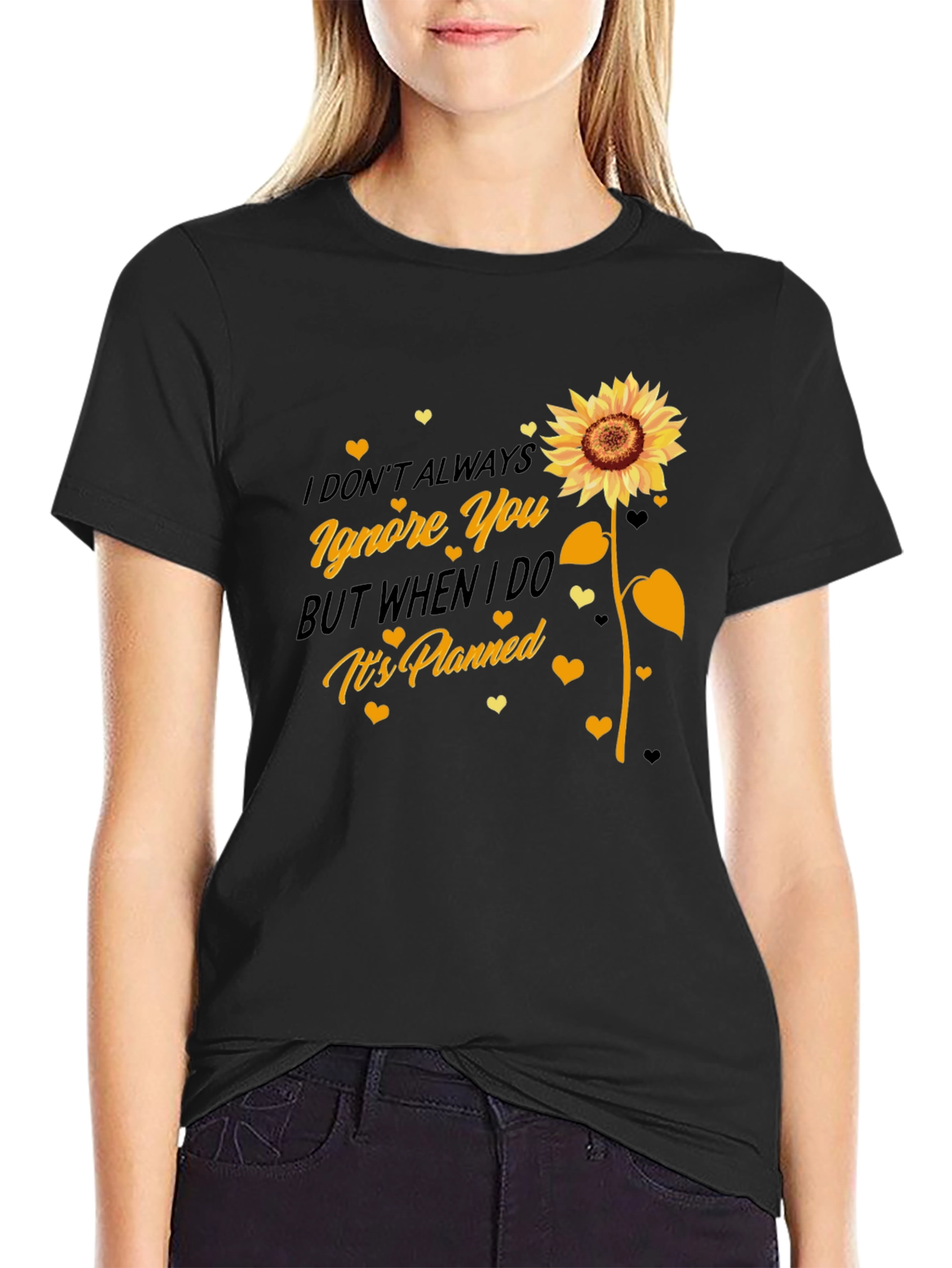Black Sunflower Ignore You Black Graphic Tee view 2
