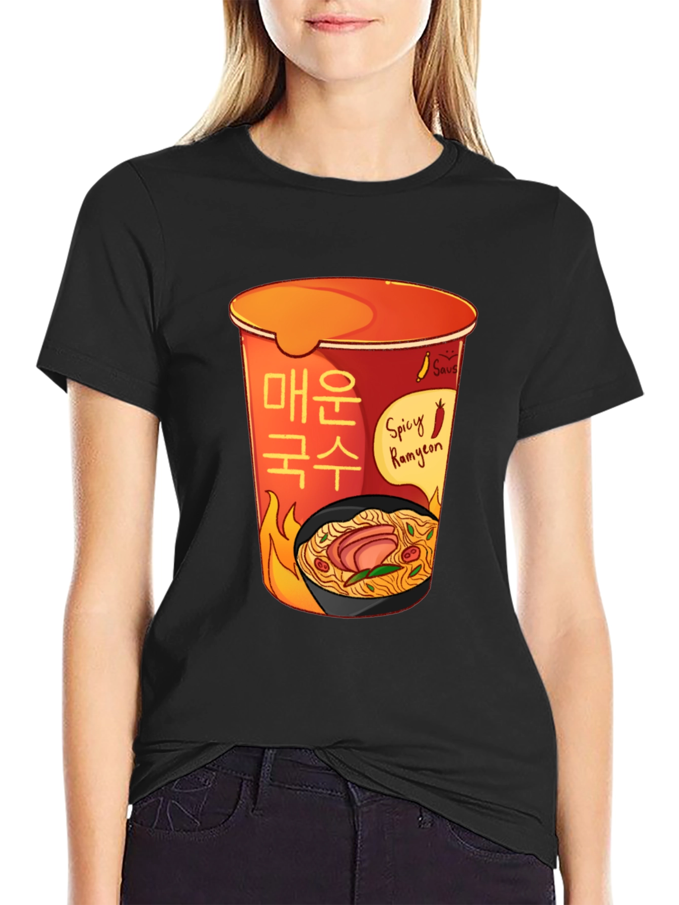 Black Spicy Ramyeon T-Shirt - Ramen Lover Tee view 2