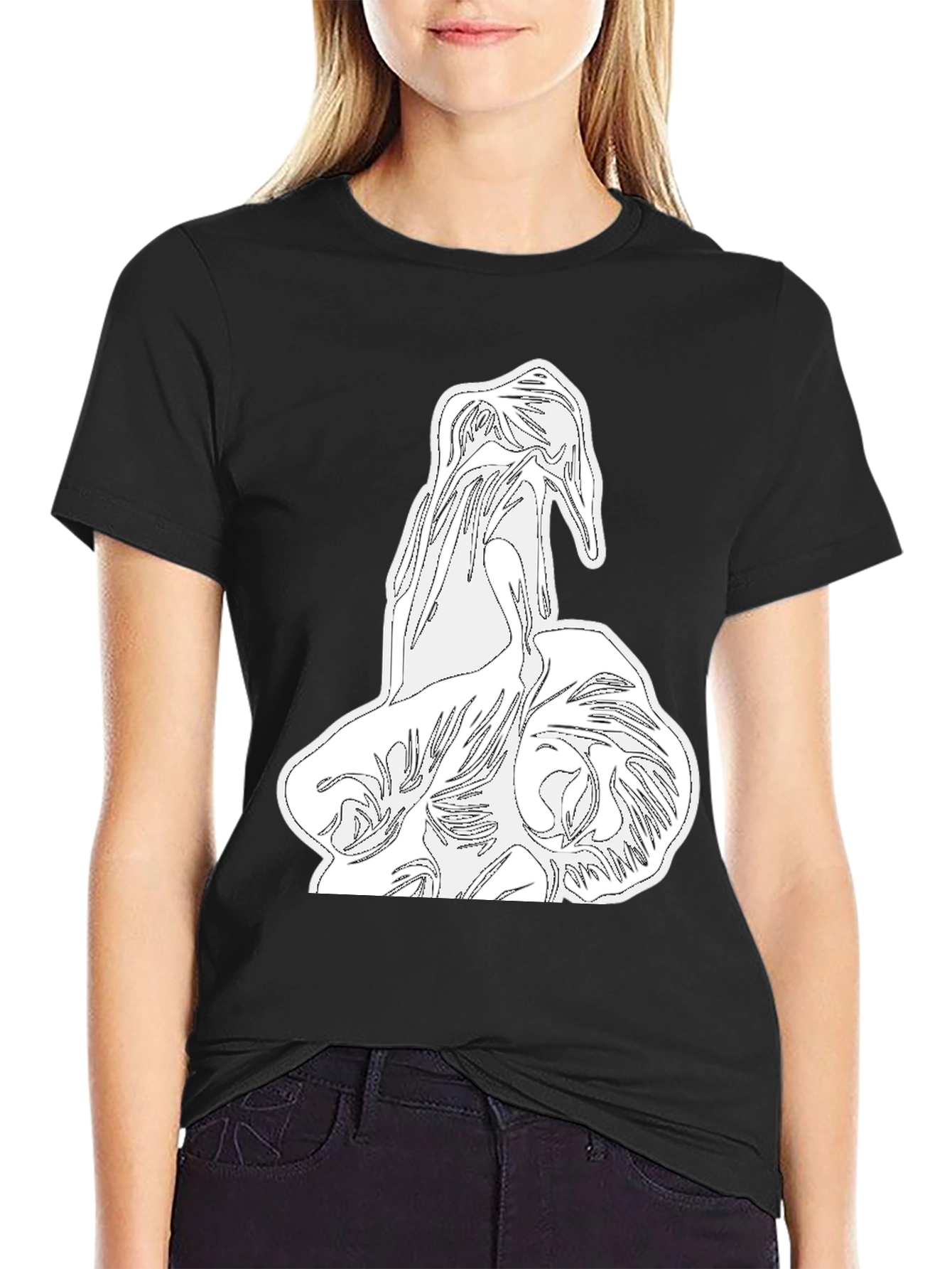 Black Abstract Graphic Print Black T-Shirt view 2