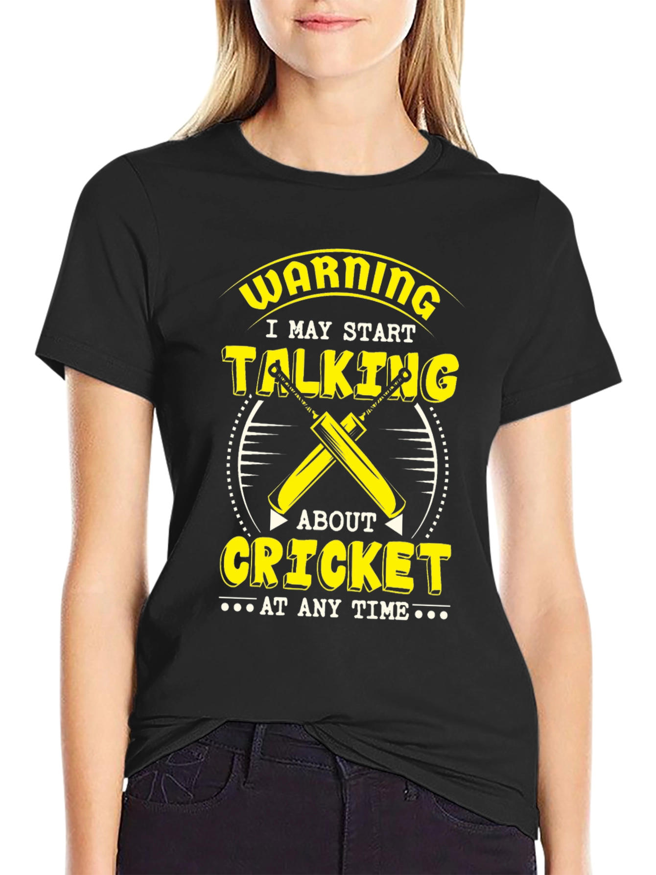 Black Warning Cricket T-Shirt view 2