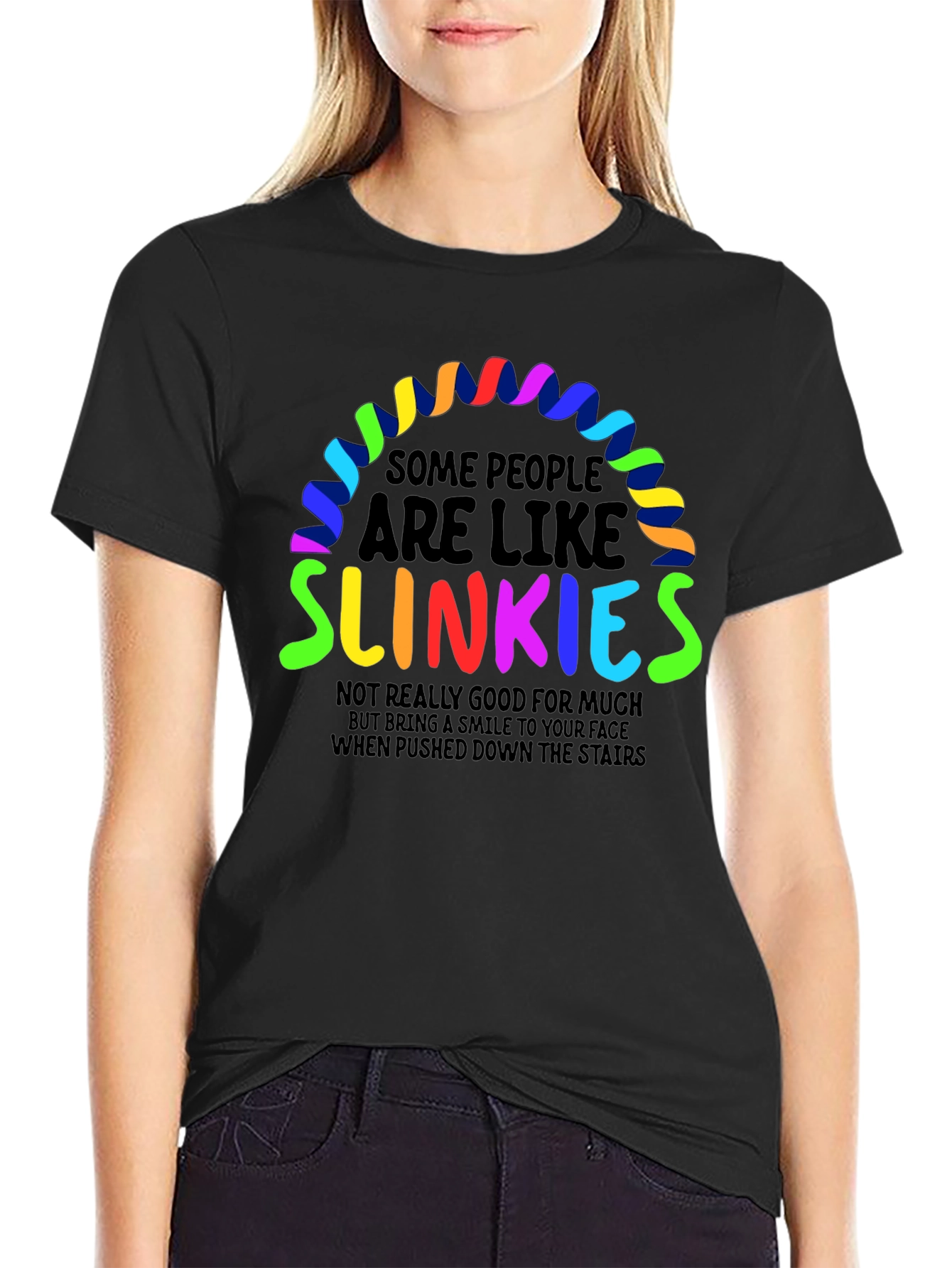 Black Slinkies Graphic Tee - Funny Quirky Humor T-Shirt view 2