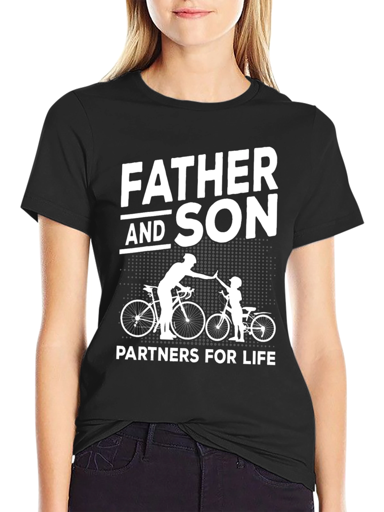 Black Father and Son Biking Partners T-Shirt view 2