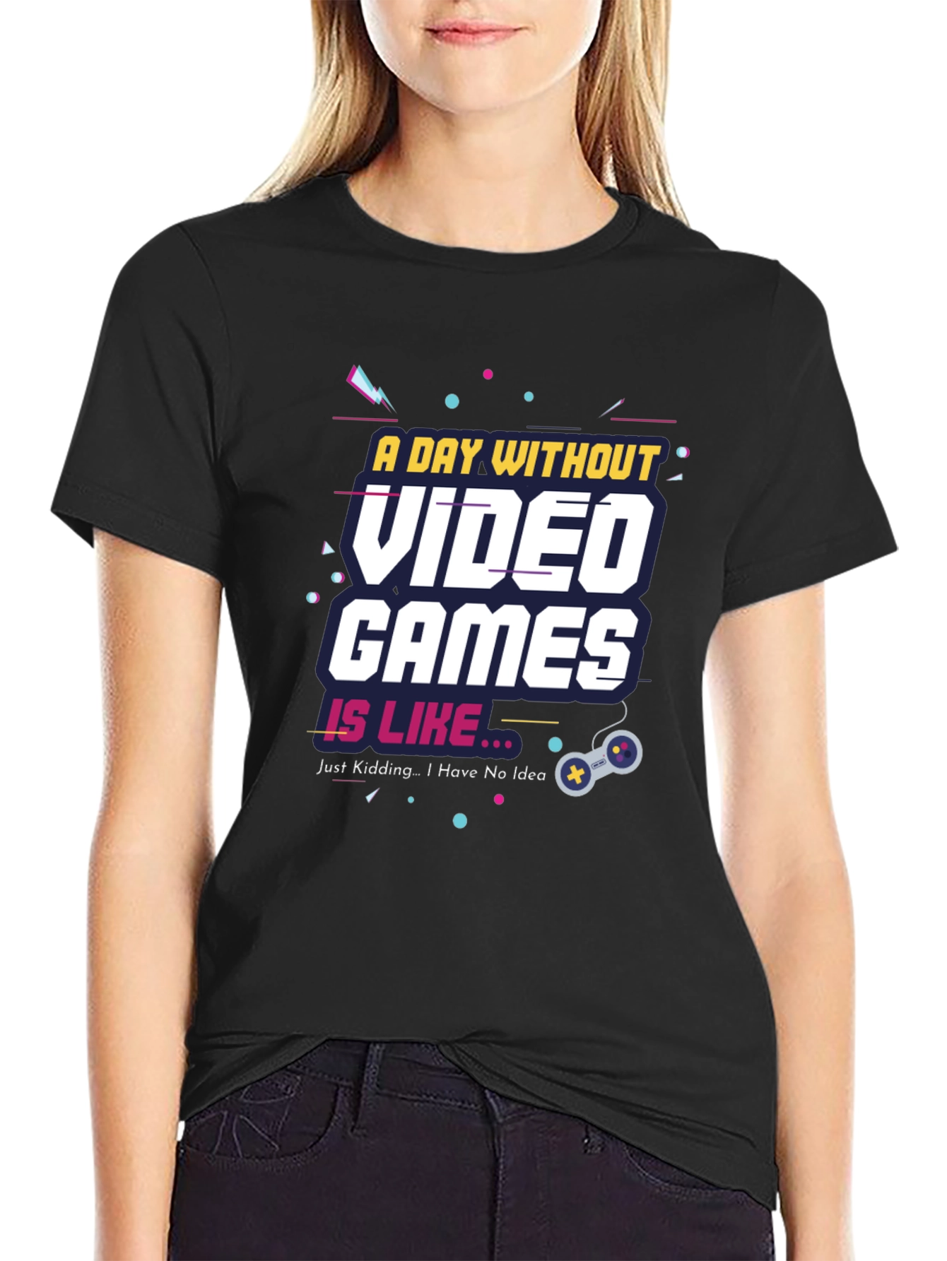 Black A Day Without Video Games Funny T-Shirt view 2