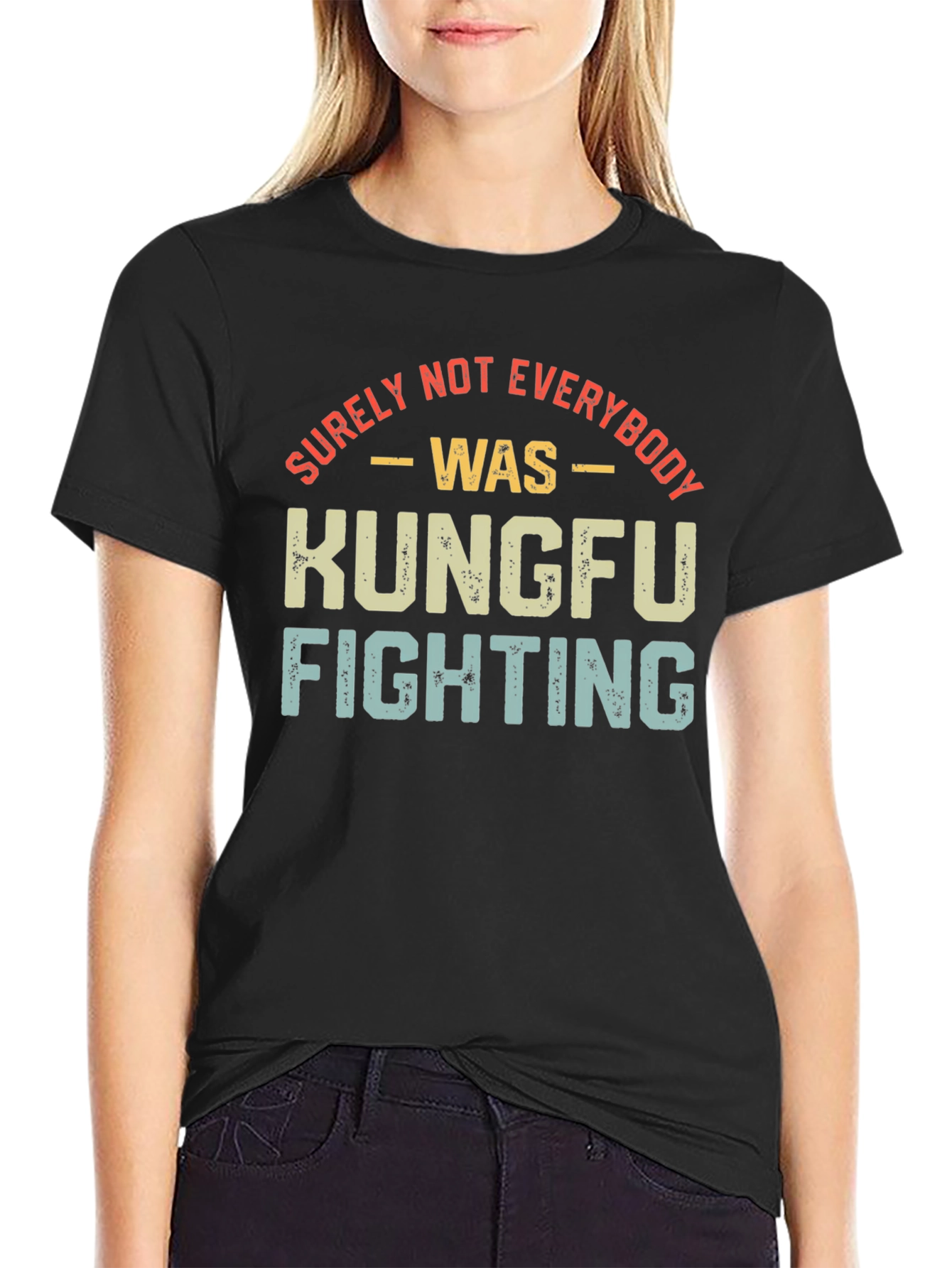 Black Kung Fu Fighting Retro T-Shirt view 2