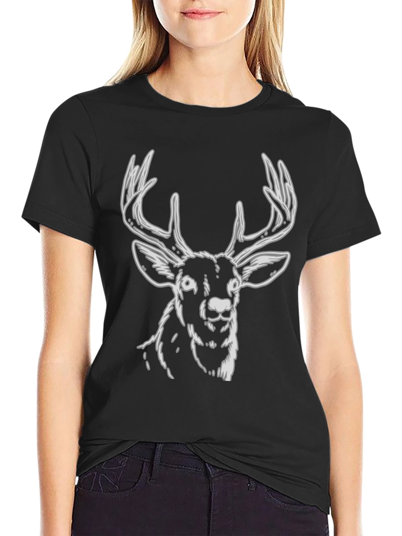 Black Black Deer Graphic Tee view 2