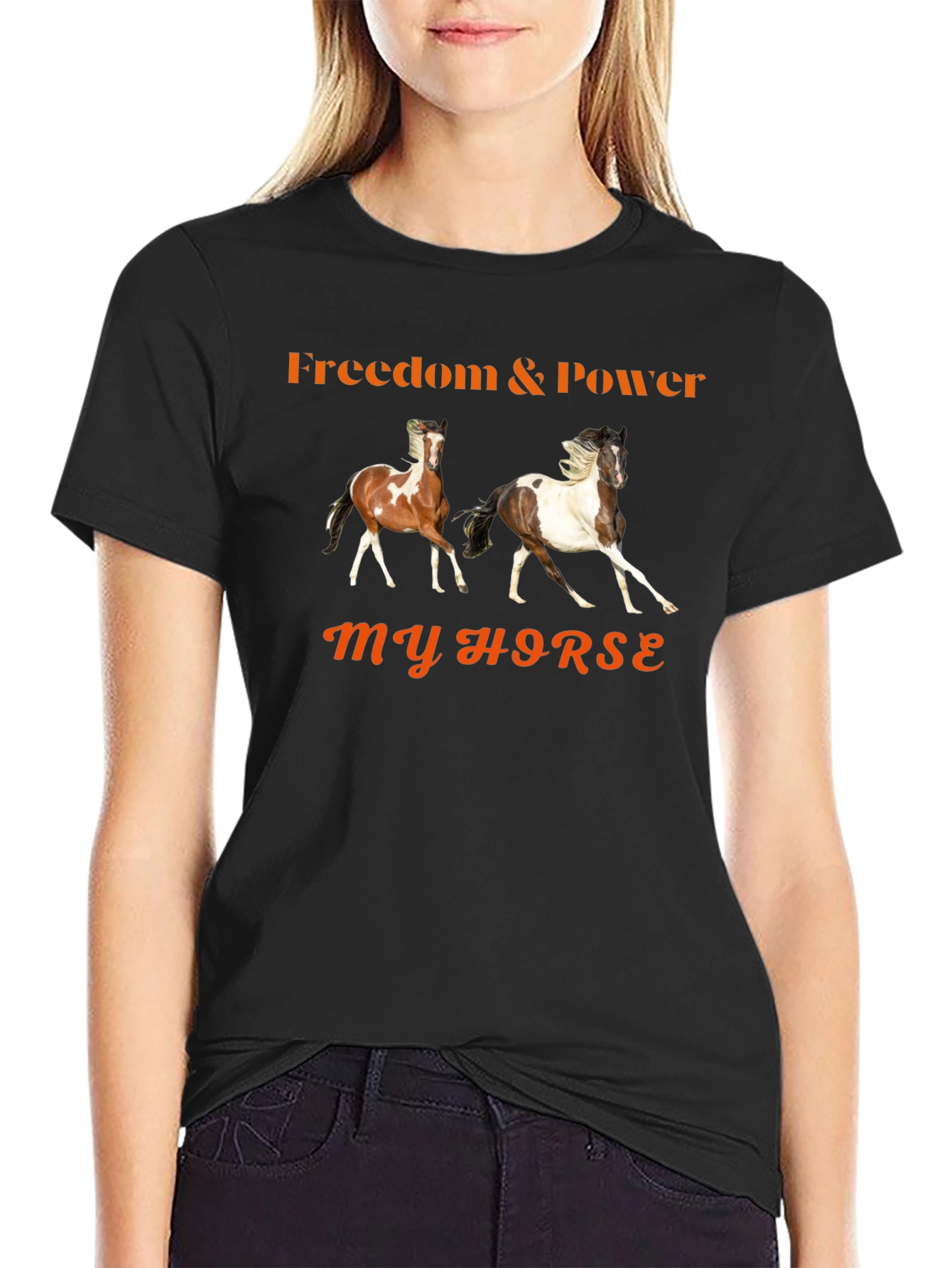 Black Freedom & Power Horse Graphic T-Shirt view 2