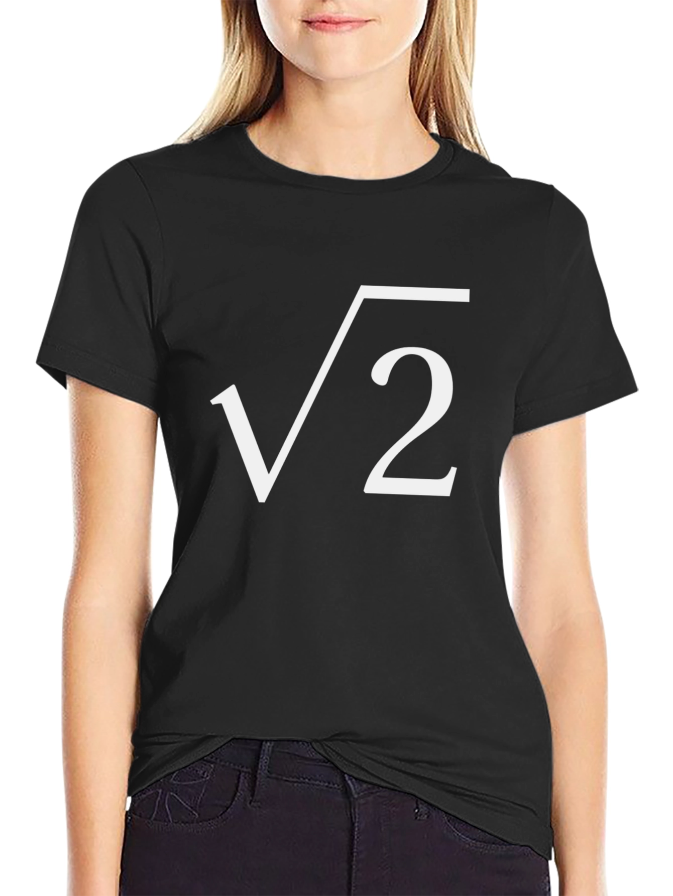 Black Square Root of 2 T-Shirt - Irrational Number Design view 2