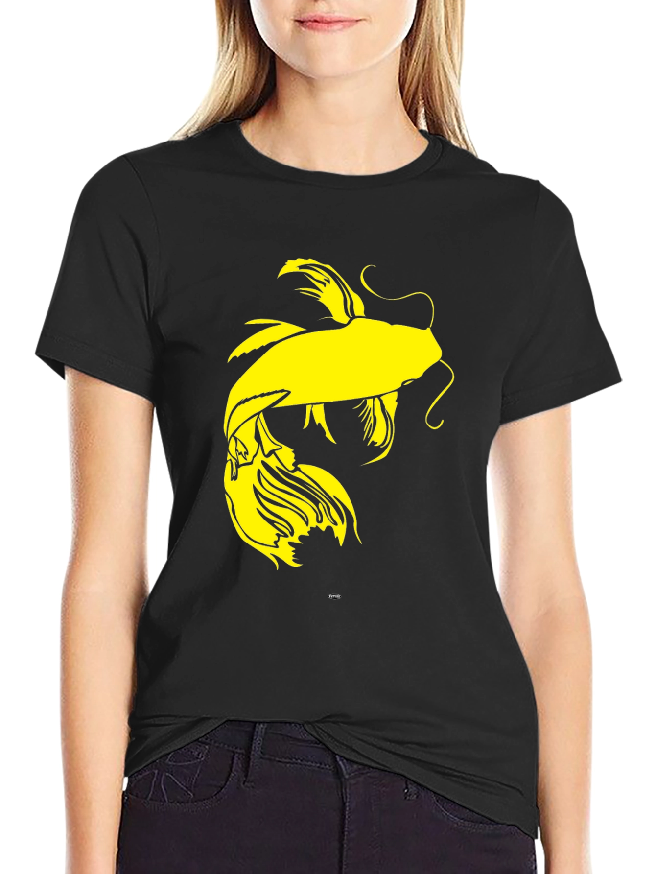 Black Koi Fish Graphic Tee - Black Cotton Blend view 2