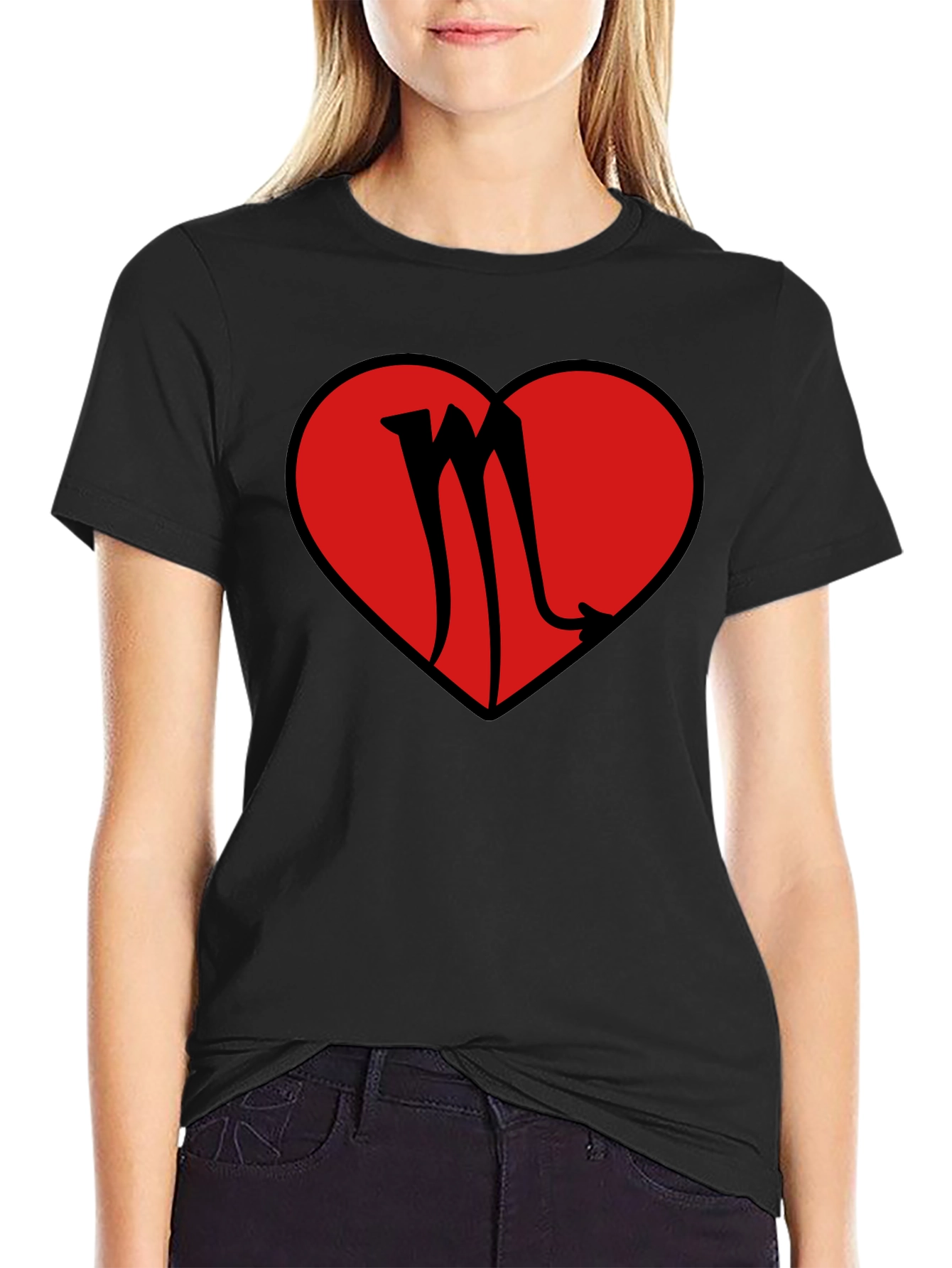 Black Scorpio Heart Graphic T-Shirt view 2