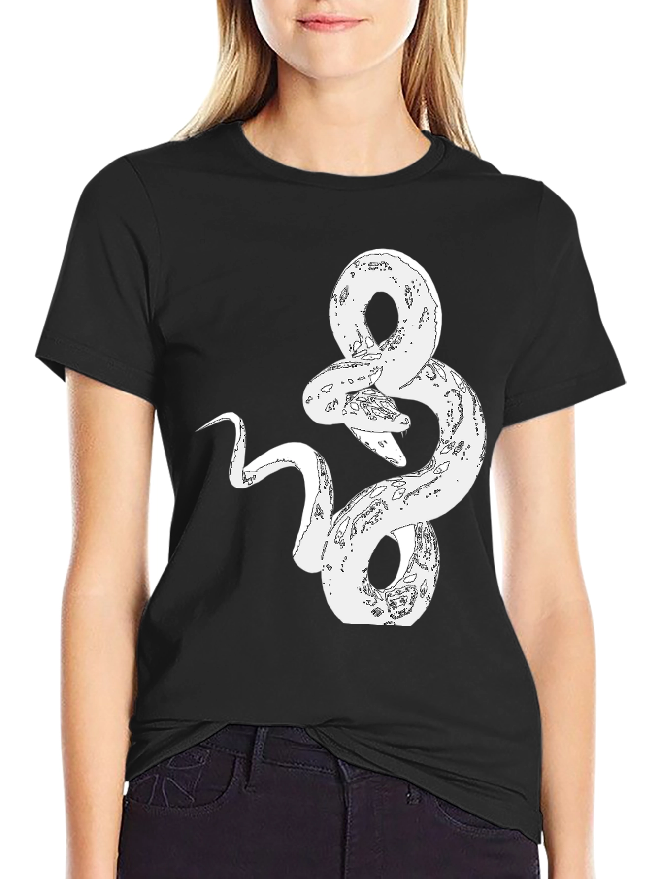 Black Snake Graphic Print Tee - Stylish Black T-Shirt view 2