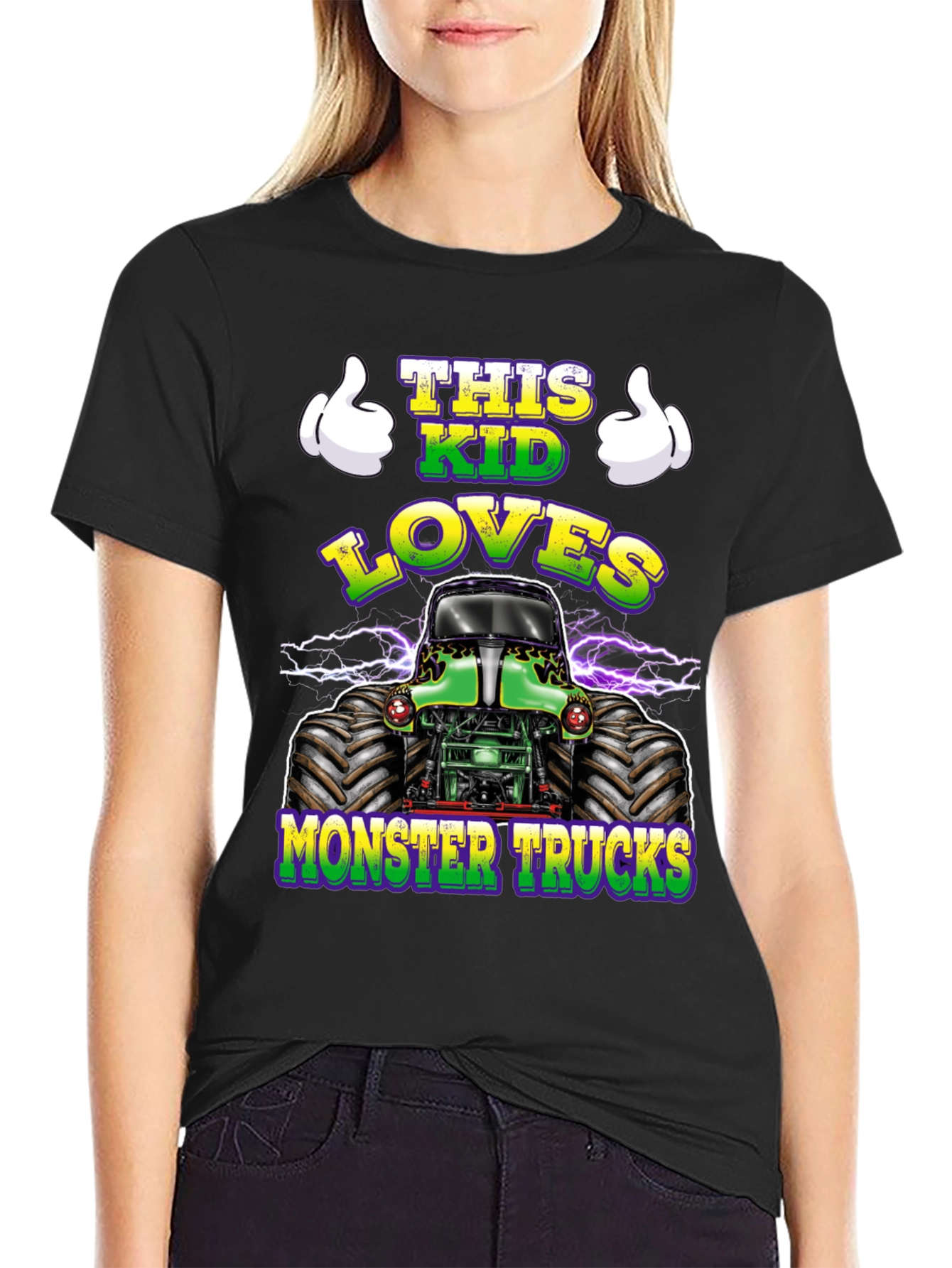 Black This Kid Loves Monster Trucks T-Shirt view 2