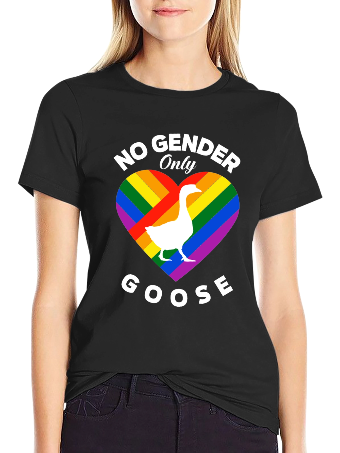 Black No Gender Only Goose Pride T-Shirt view 2