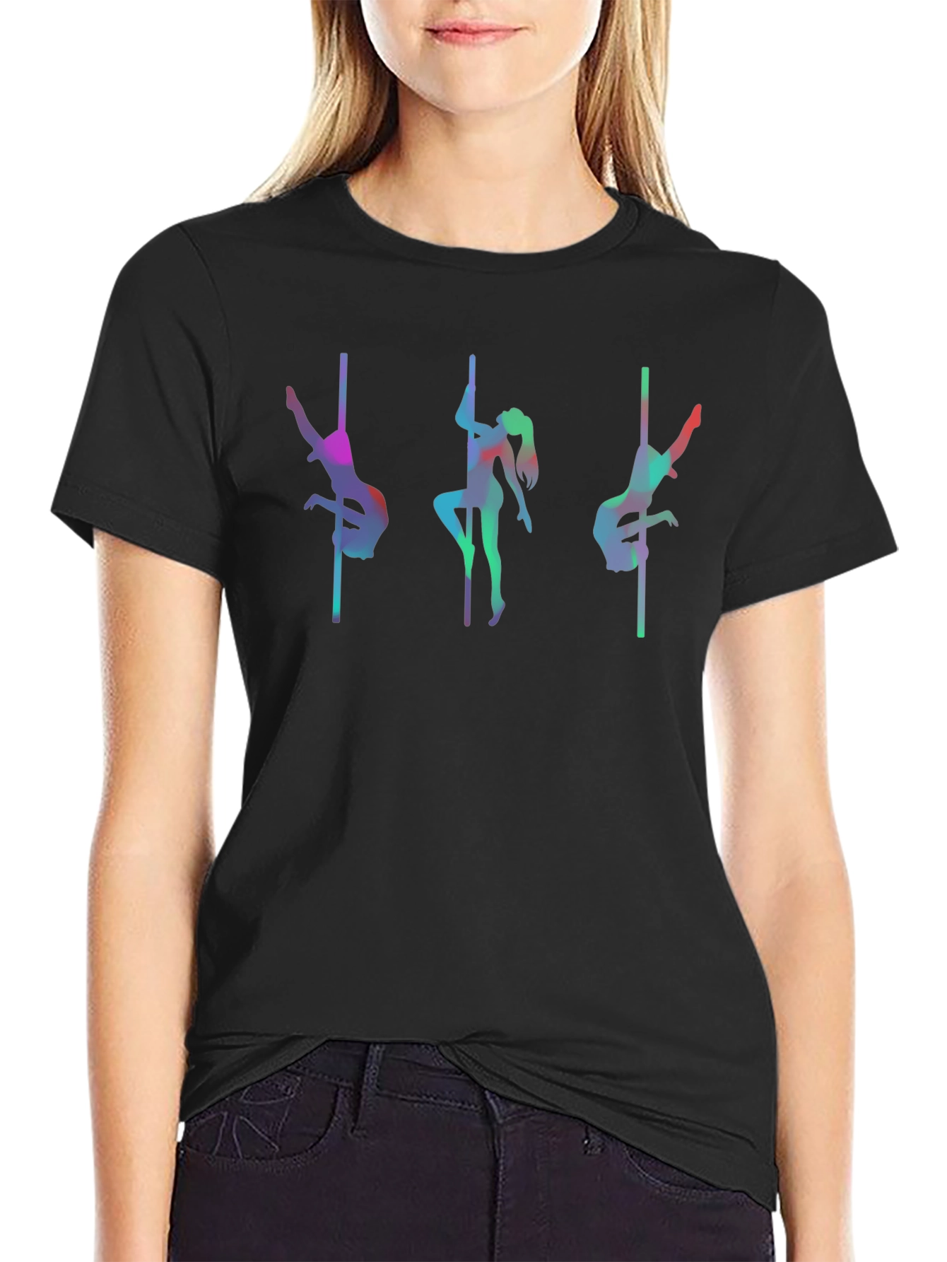 Black Pole Dance T-Shirt - Vibrant Silhouette Design view 2