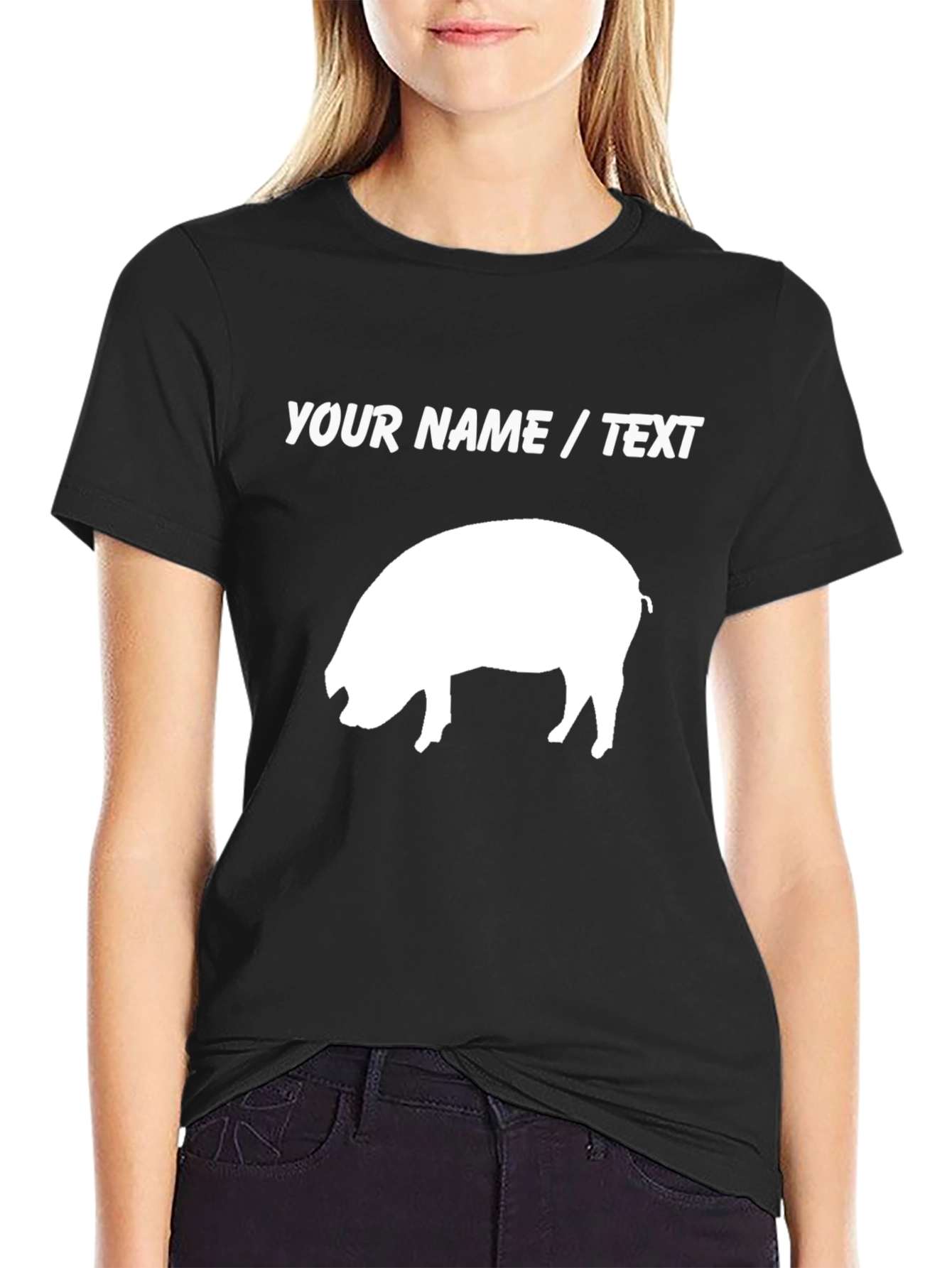 Custom Pig Graphic T-Shirt - Add Your Text! - 2