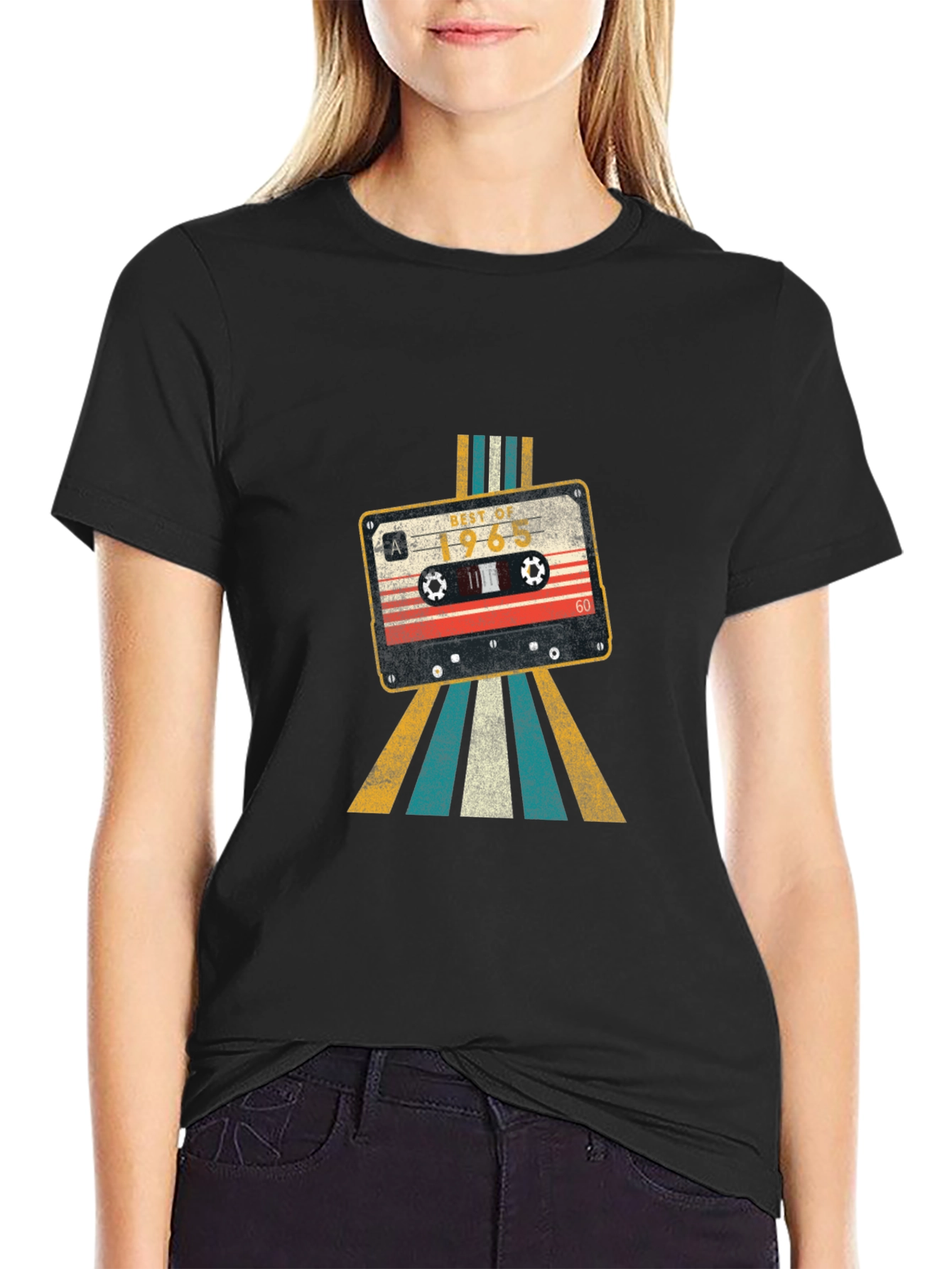 Black Retro Cassette Tape T-Shirt - Vintage Style view 2