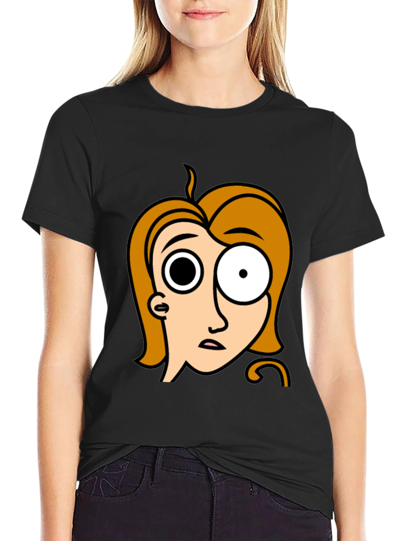 Black Cartoon Character Graphic Black T-Shirt view 2