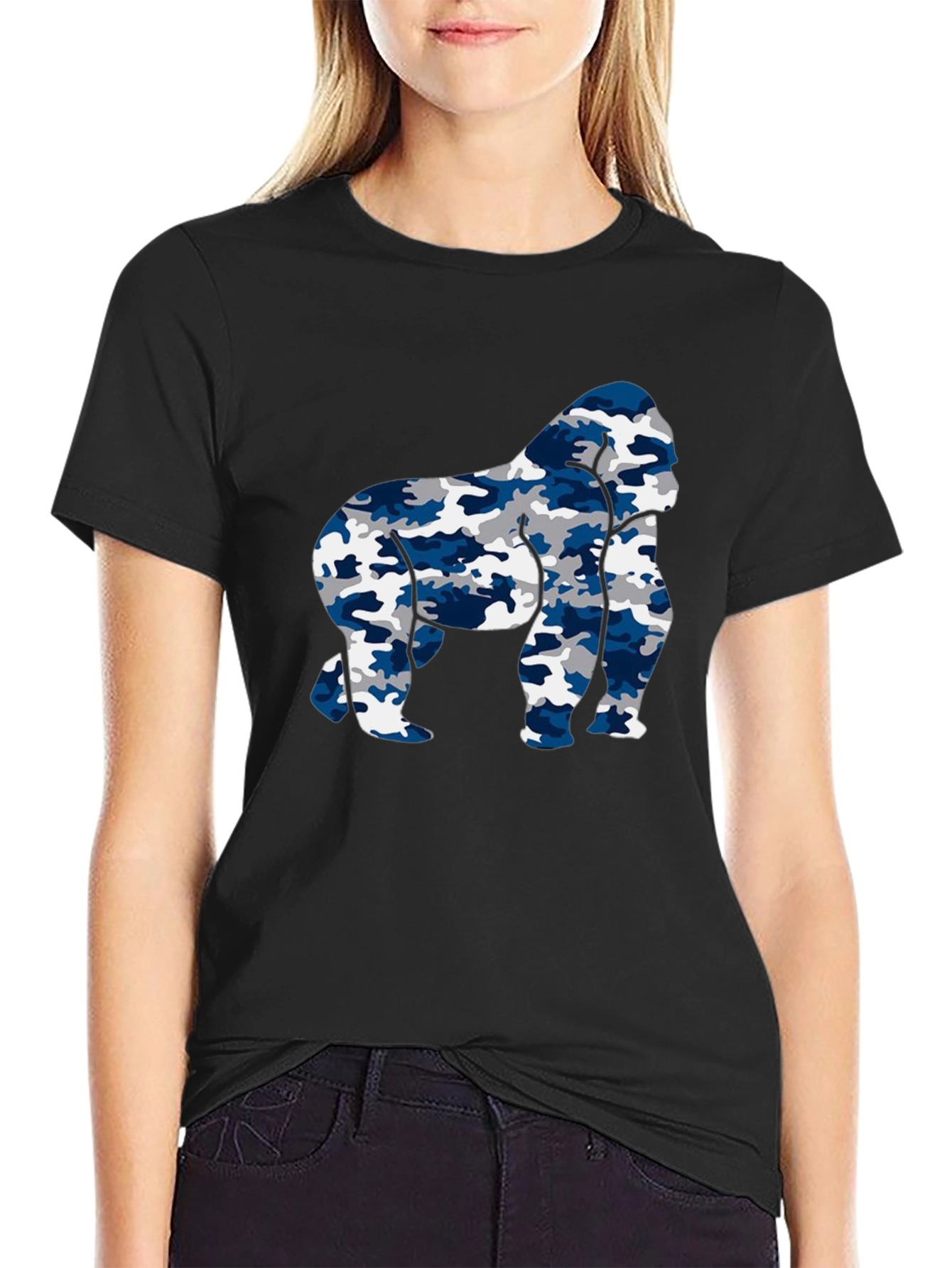 Black Camo Gorilla Graphic Tee - Men's Black T-Shirt view 2