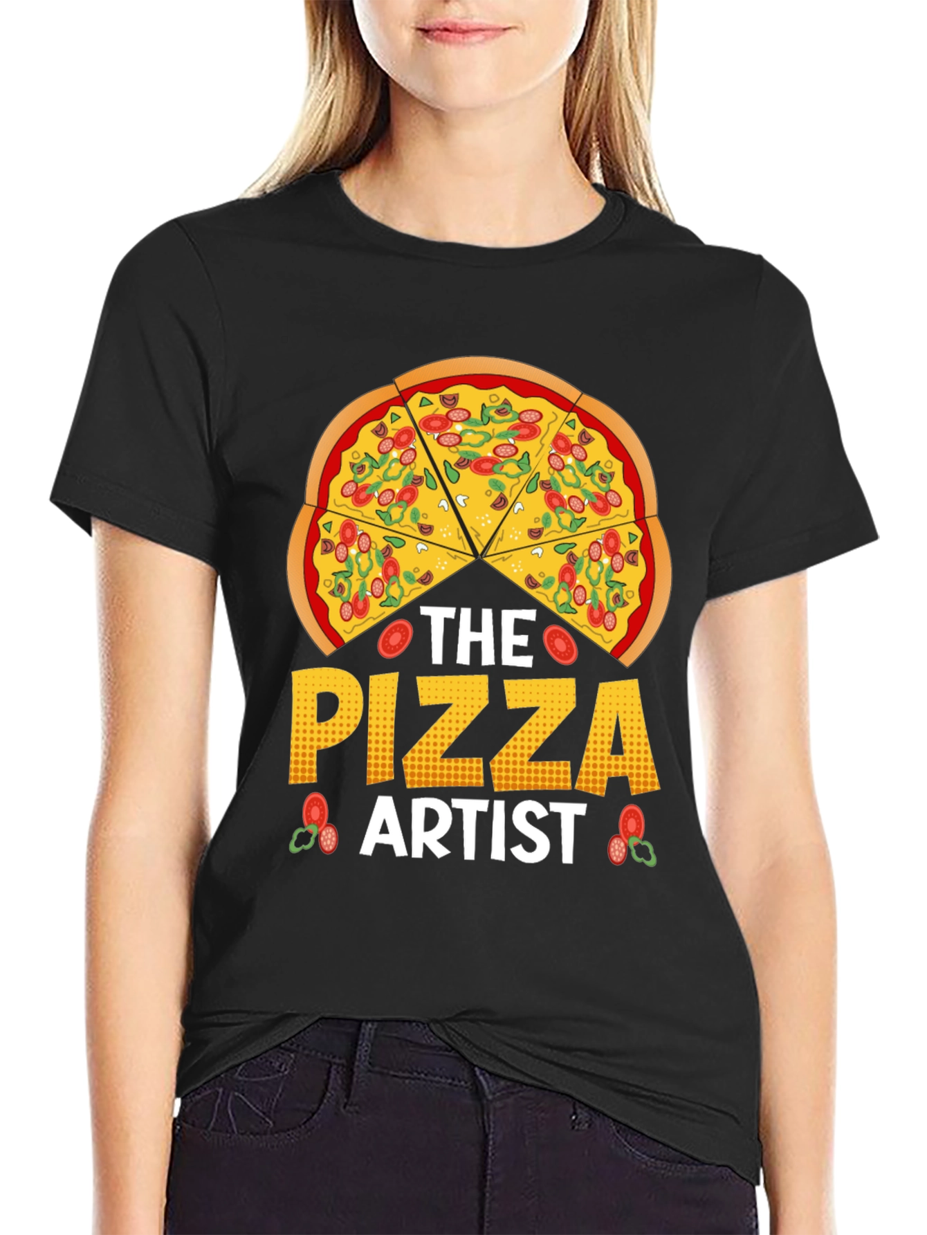 Black The Pizza Artist T-Shirt - Foodie Graphic Tee view 2