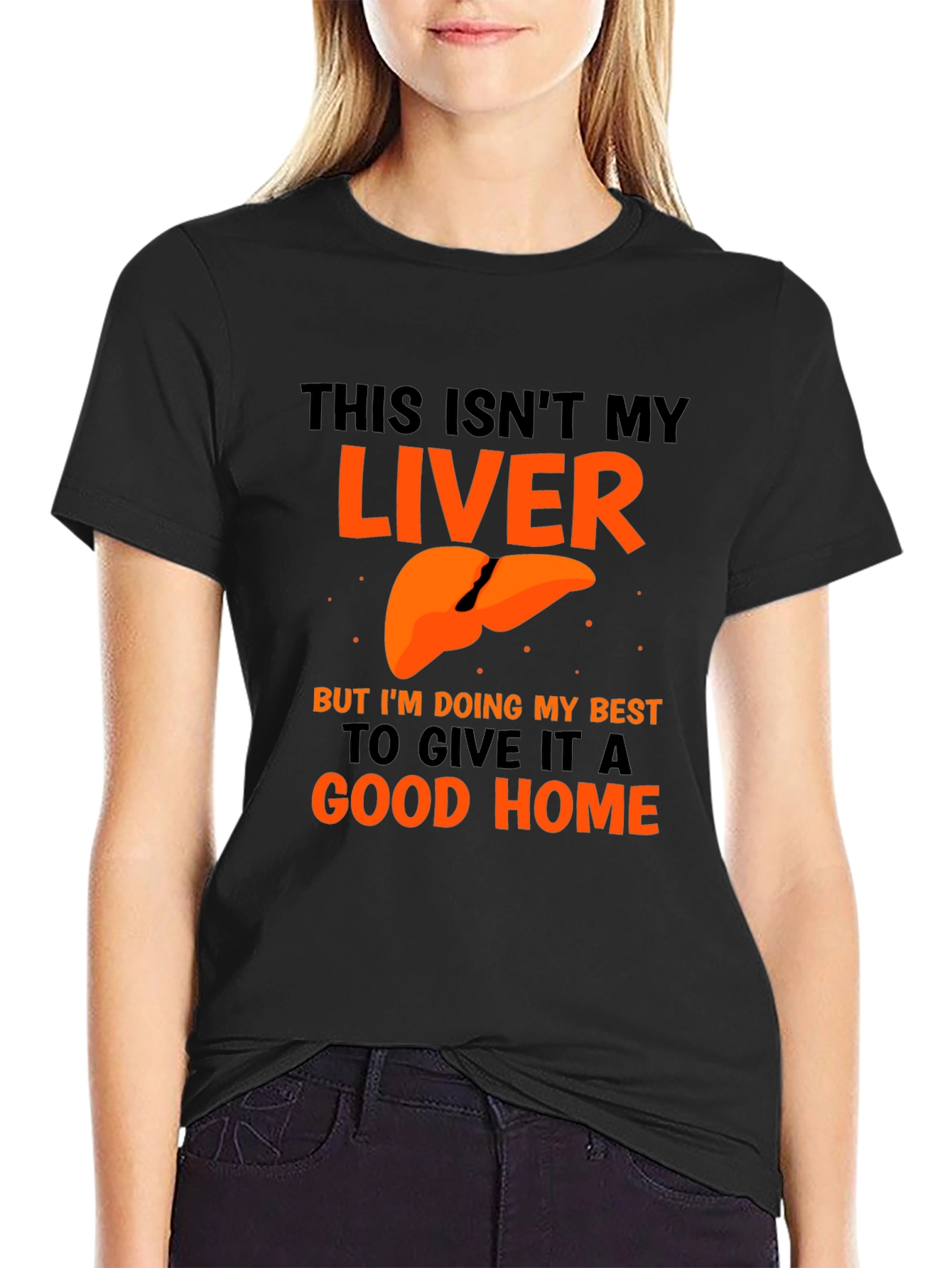 Black Funny Liver Humor Graphic T-Shirt - Good Home view 2