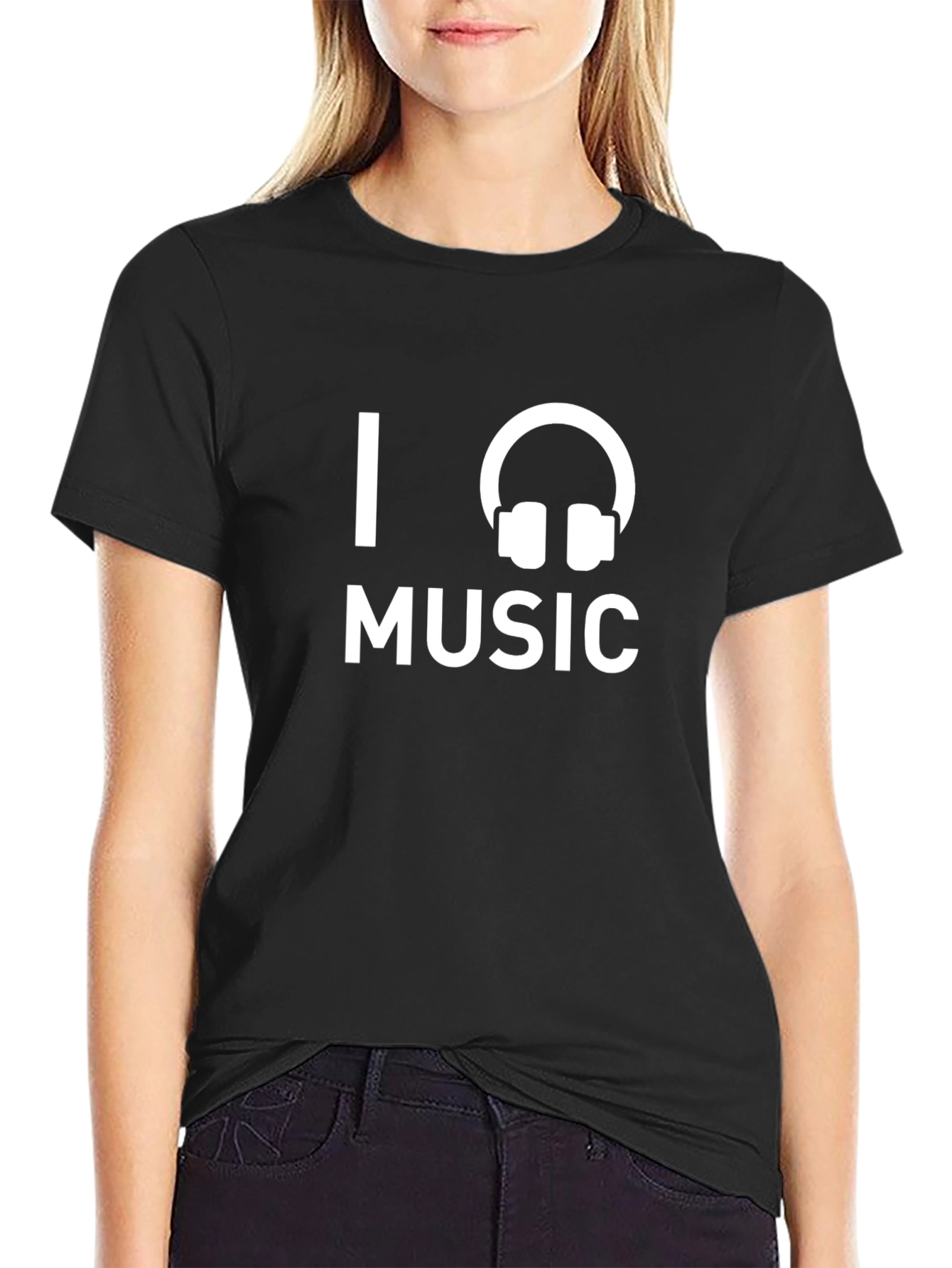 Black I Love Music Black T-Shirt view 2