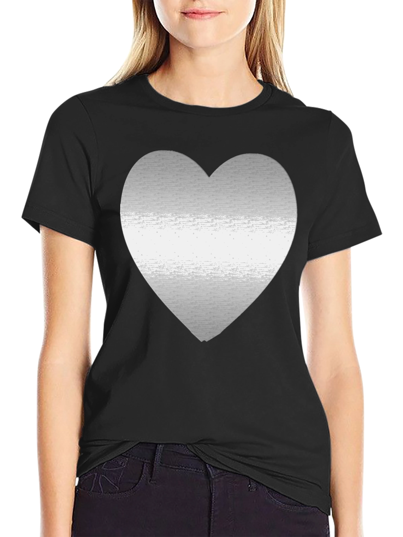 Black Heart Graphic Black Tee - Modern Casual Style view 2