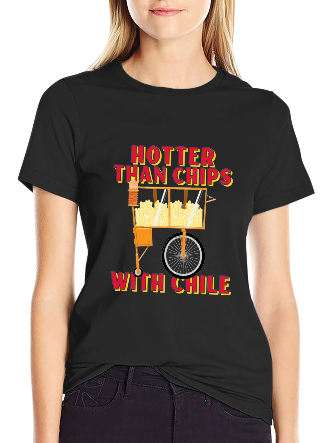 Black Hotter Than Chips with Chile Black Graphic T-Shirt view 2
