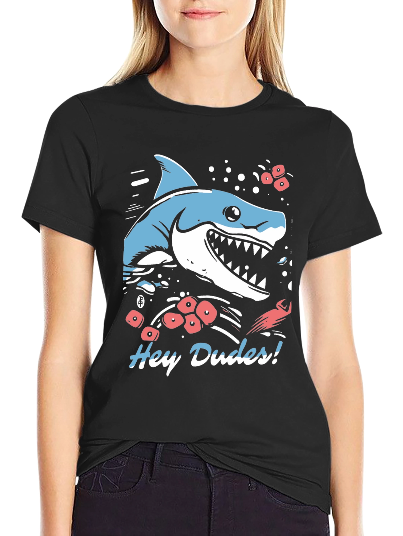 Black Hey Dudes Shark Graphic Tee view 2