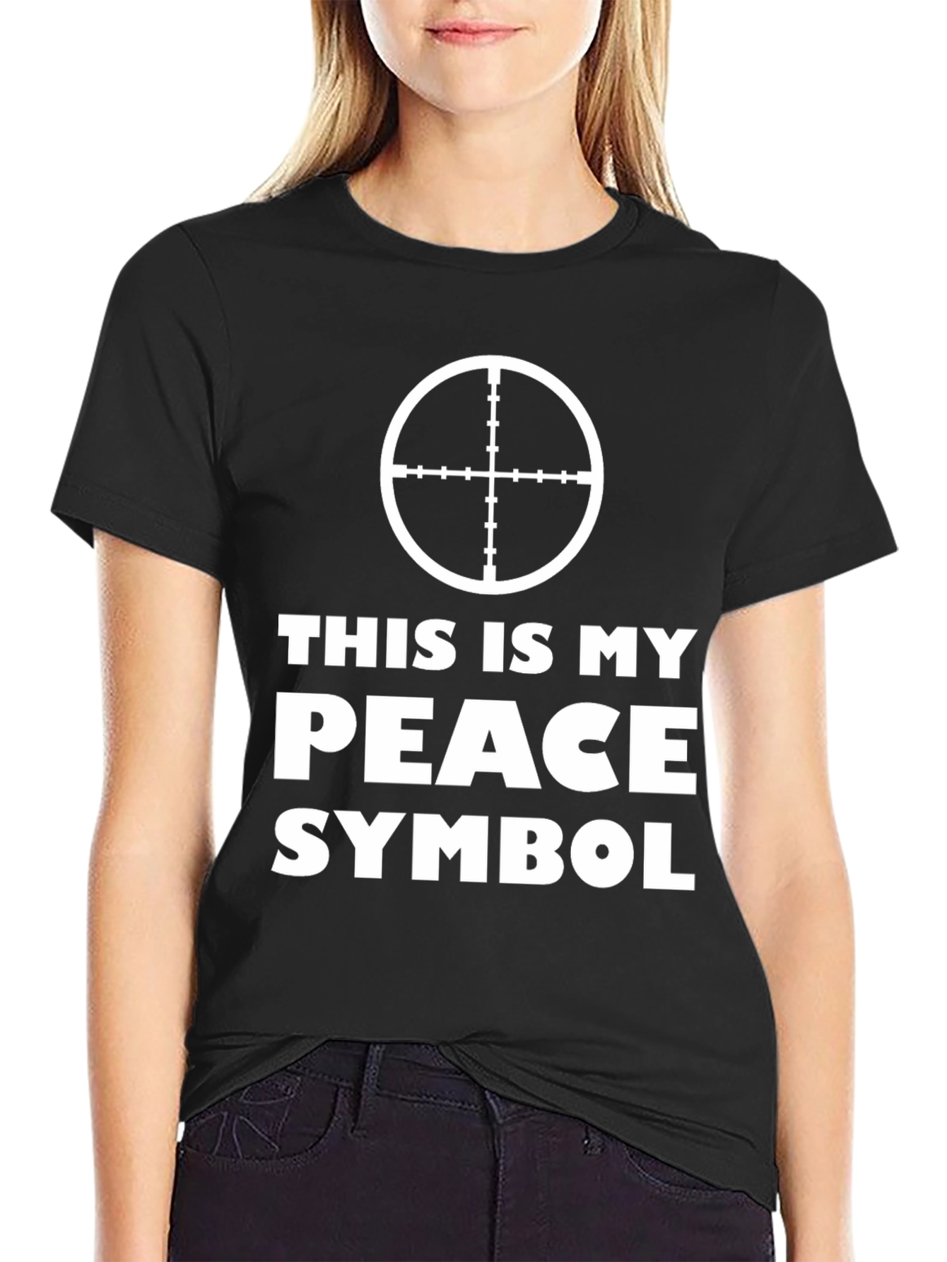 Black Peace Symbol T-Shirt - Funny Graphic Tee view 2