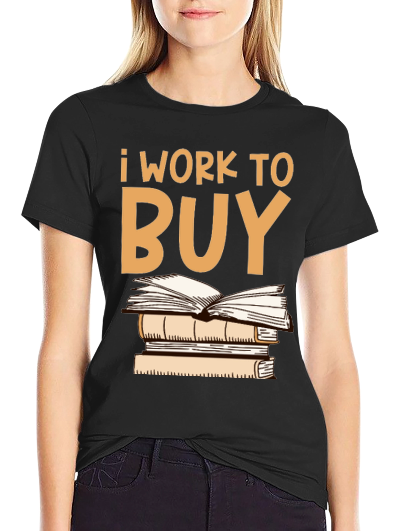 Black I Work To Buy Books Graphic Tee view 2