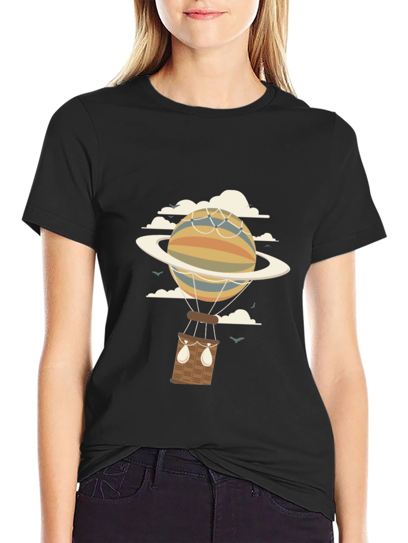 Black Planet Hot Air Balloon Graphic Tee view 2